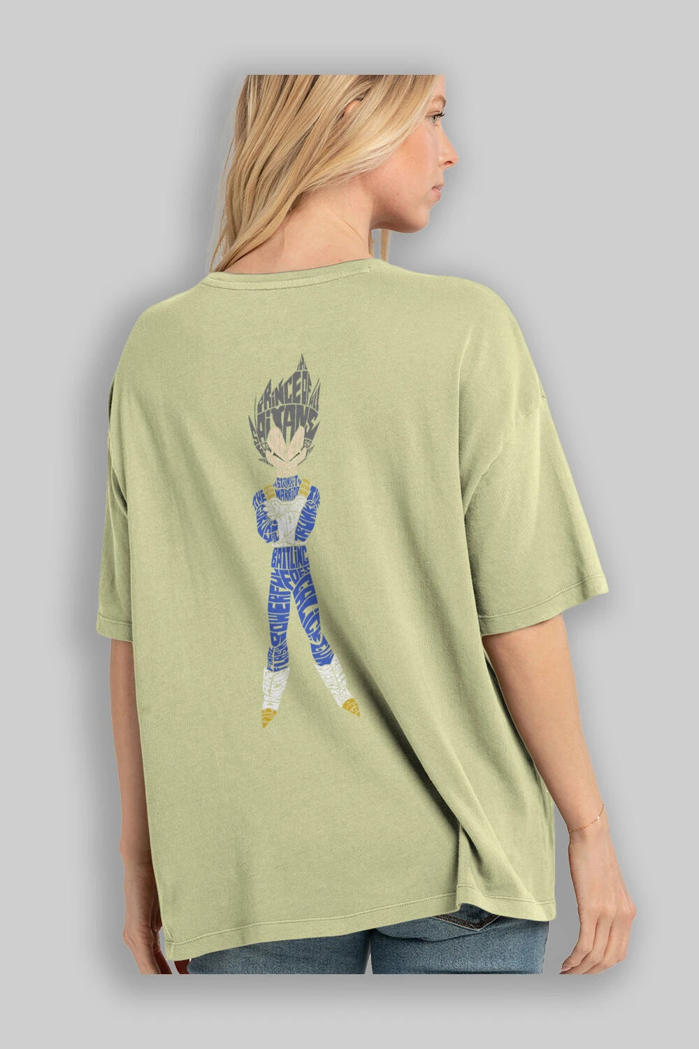 Vegeta Arka Baskılı Oversize t-shirt %100 pamuk Erkek Kadın Unisex
