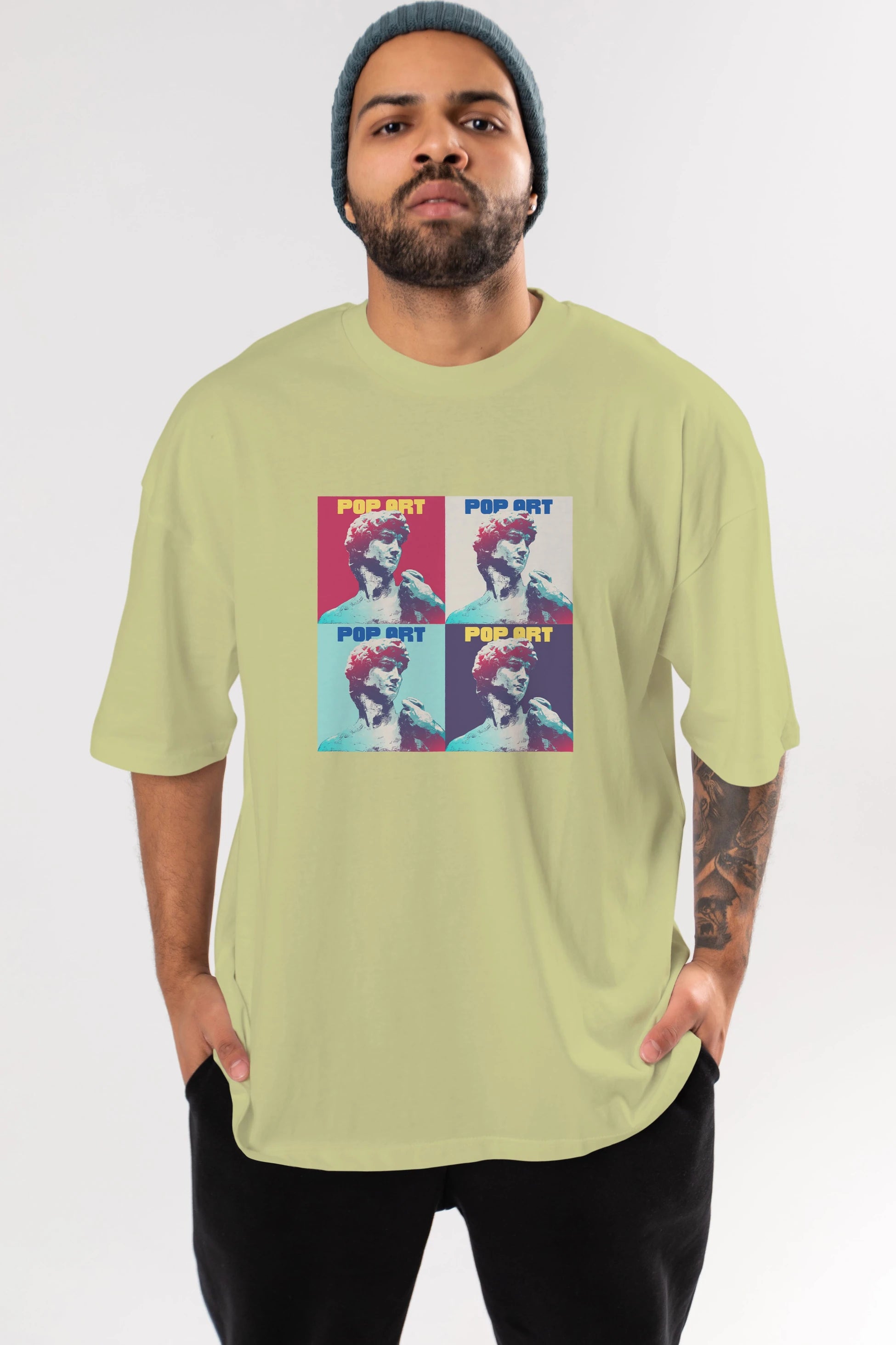 Creative Pop Art Ön Baskılı Oversize t-shirt Erkek Kadın Unisex