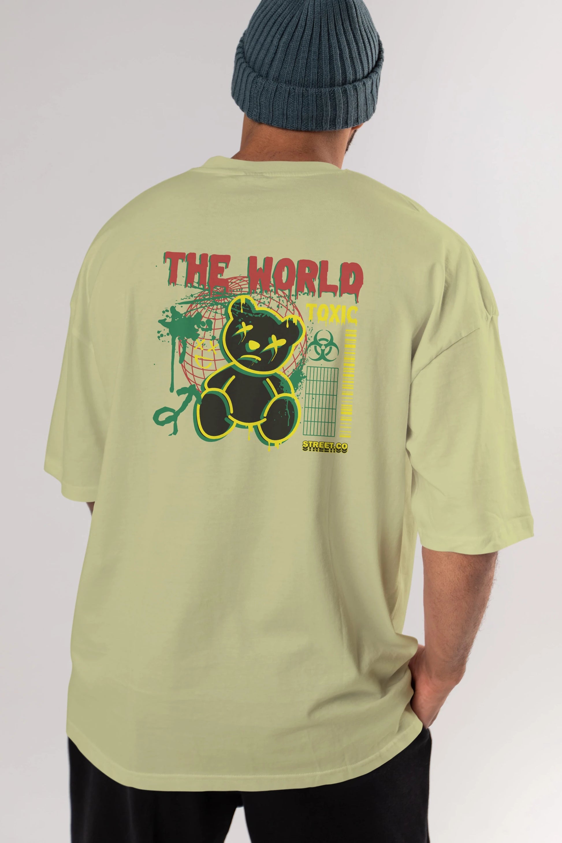 The World Toxic Bear Arka Baskılı Oversize t-shirt Erkek Kadın Unisex