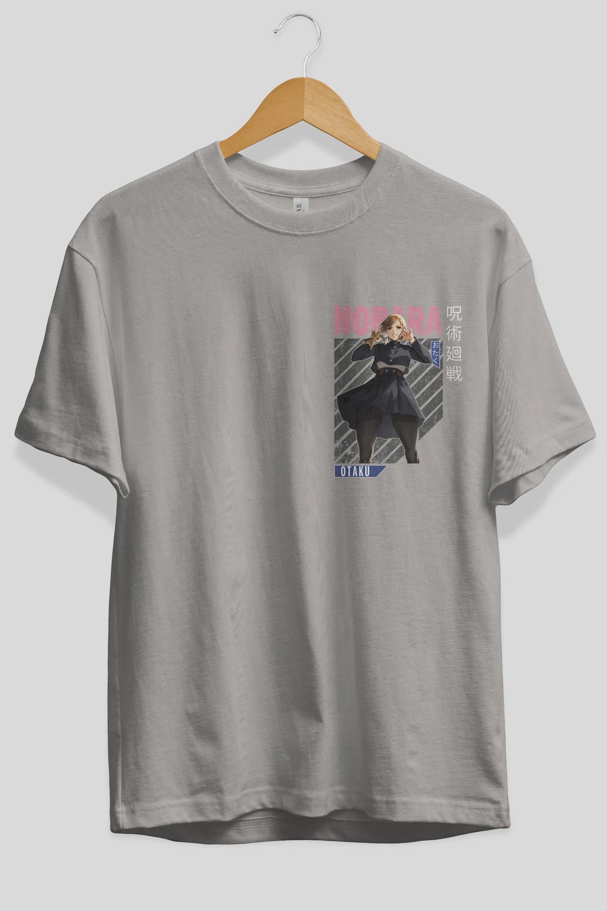 Nobara Kugisaki 4 Ön Sol Baskılı Oversize t-shirt Erkek Kadın Unisex %100 Pamuk Bisiklet Yaka tişort