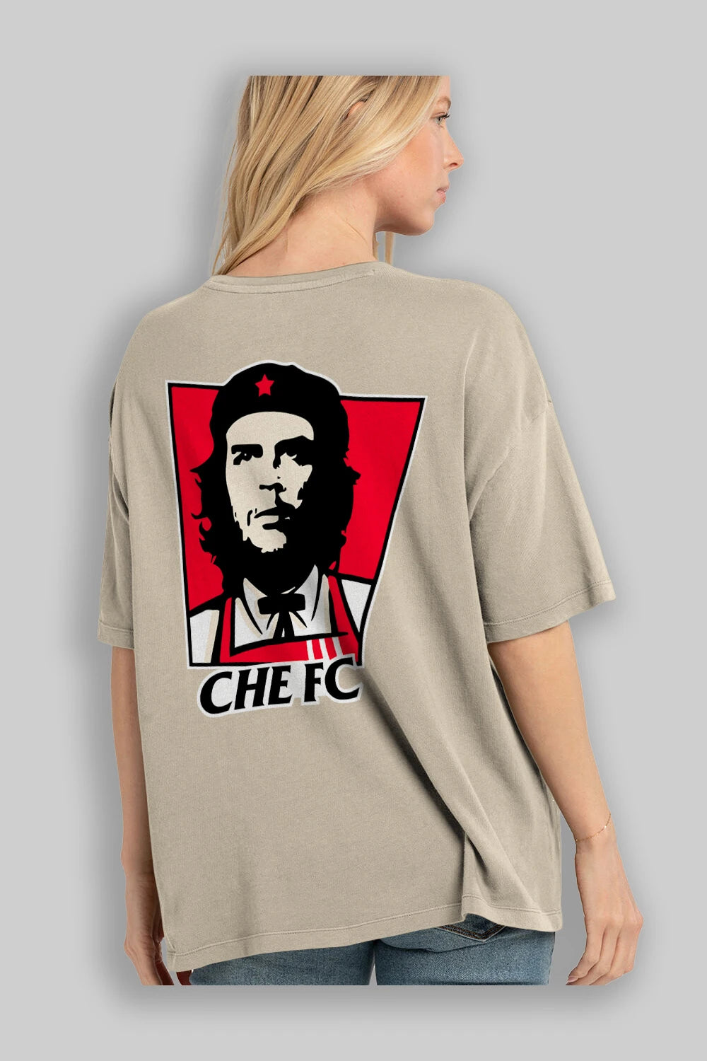 Che FC Arka Baskılı Oversize t-shirt Erkek Kadın Unisex %100 Pamuk Bisiklet Yaka tişort