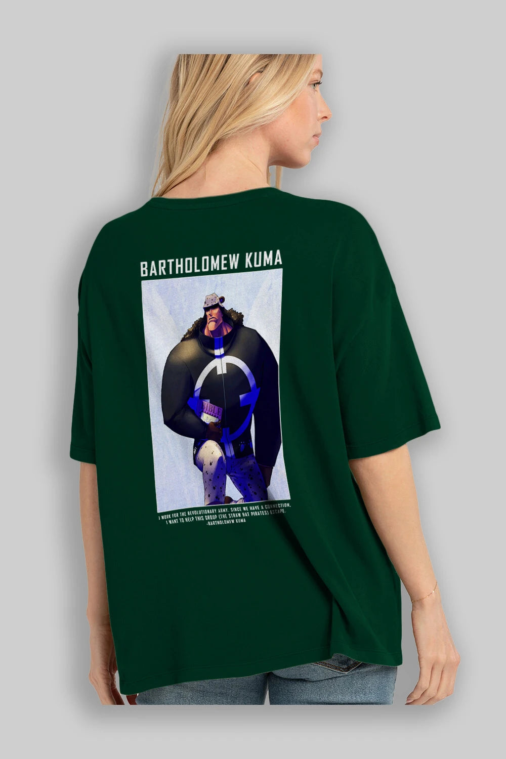 Bartholomew Kuma Anime Arka Baskılı Oversize t-shirt Erkek Kadın Unisex %100 pamuk tişort