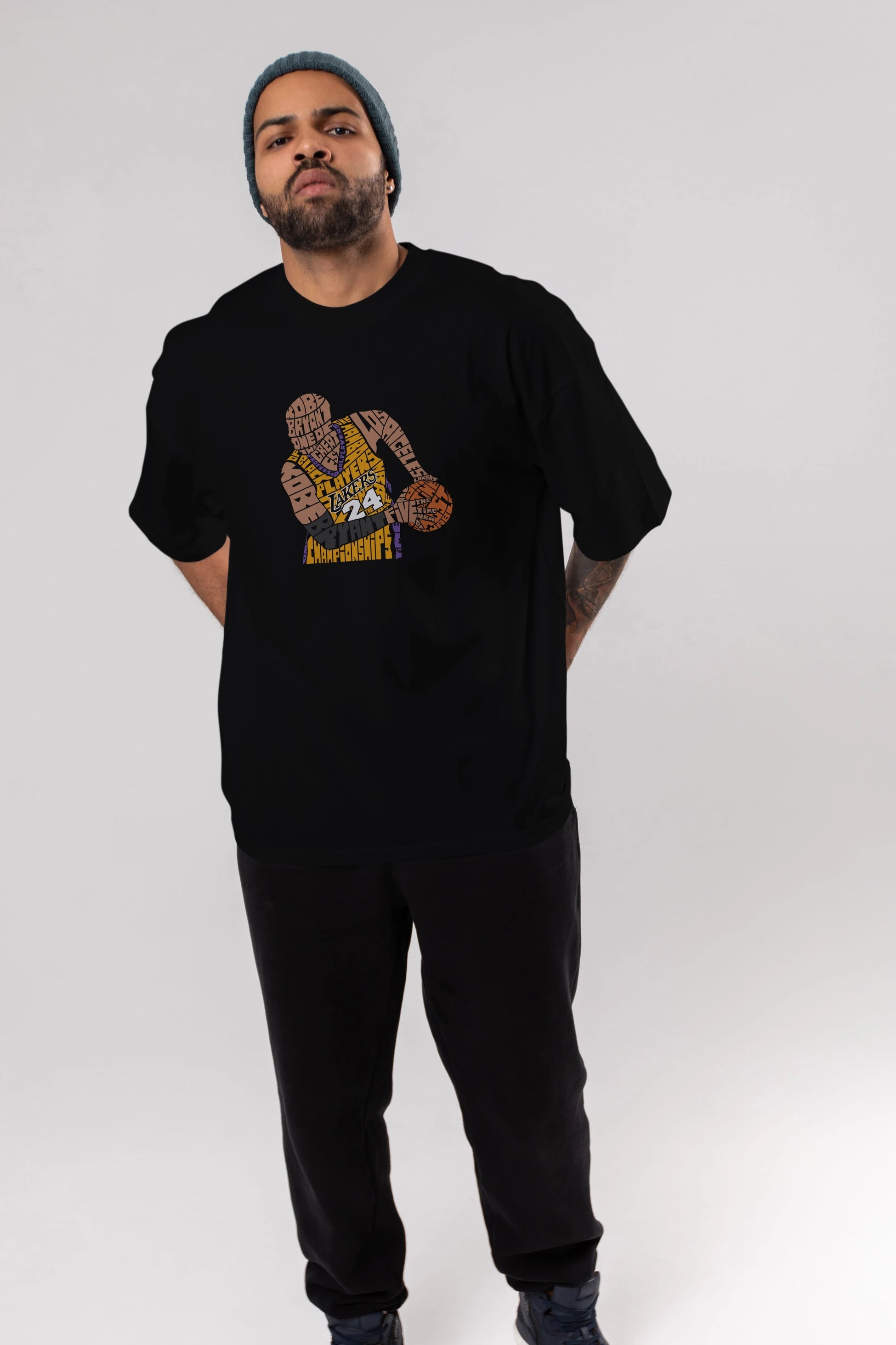 Kobe Bryant Ön Baskılı Oversize t-shirt %100 pamuk Erkek Kadın Unisex