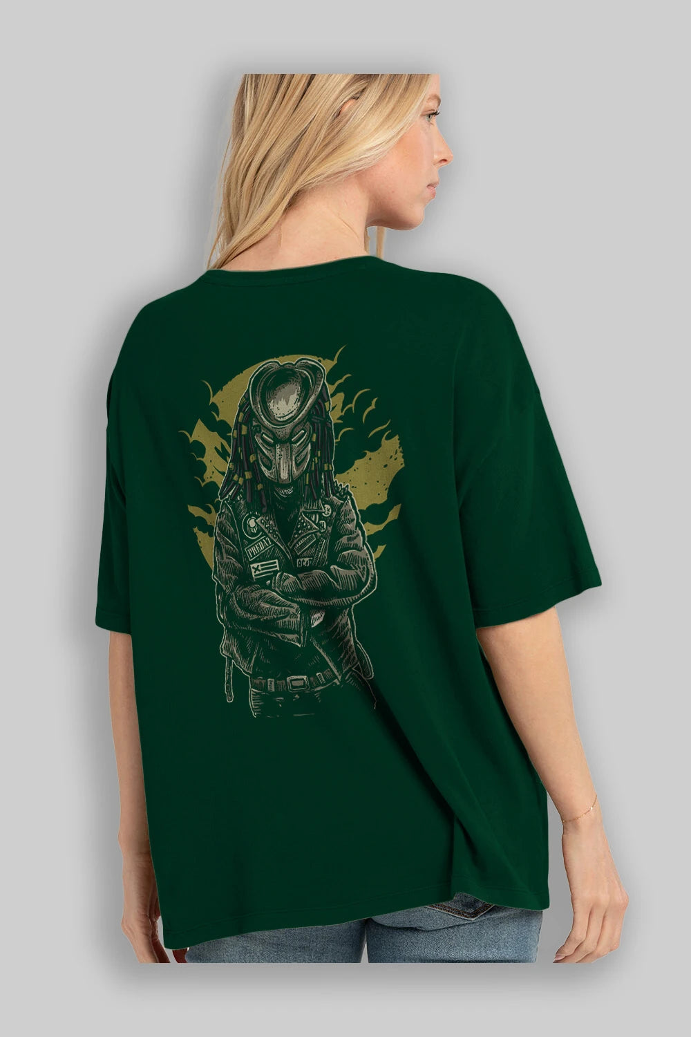 Predator Arka Baskılı Oversize t-shirt Erkek Kadın Unisex %100 Pamuk
