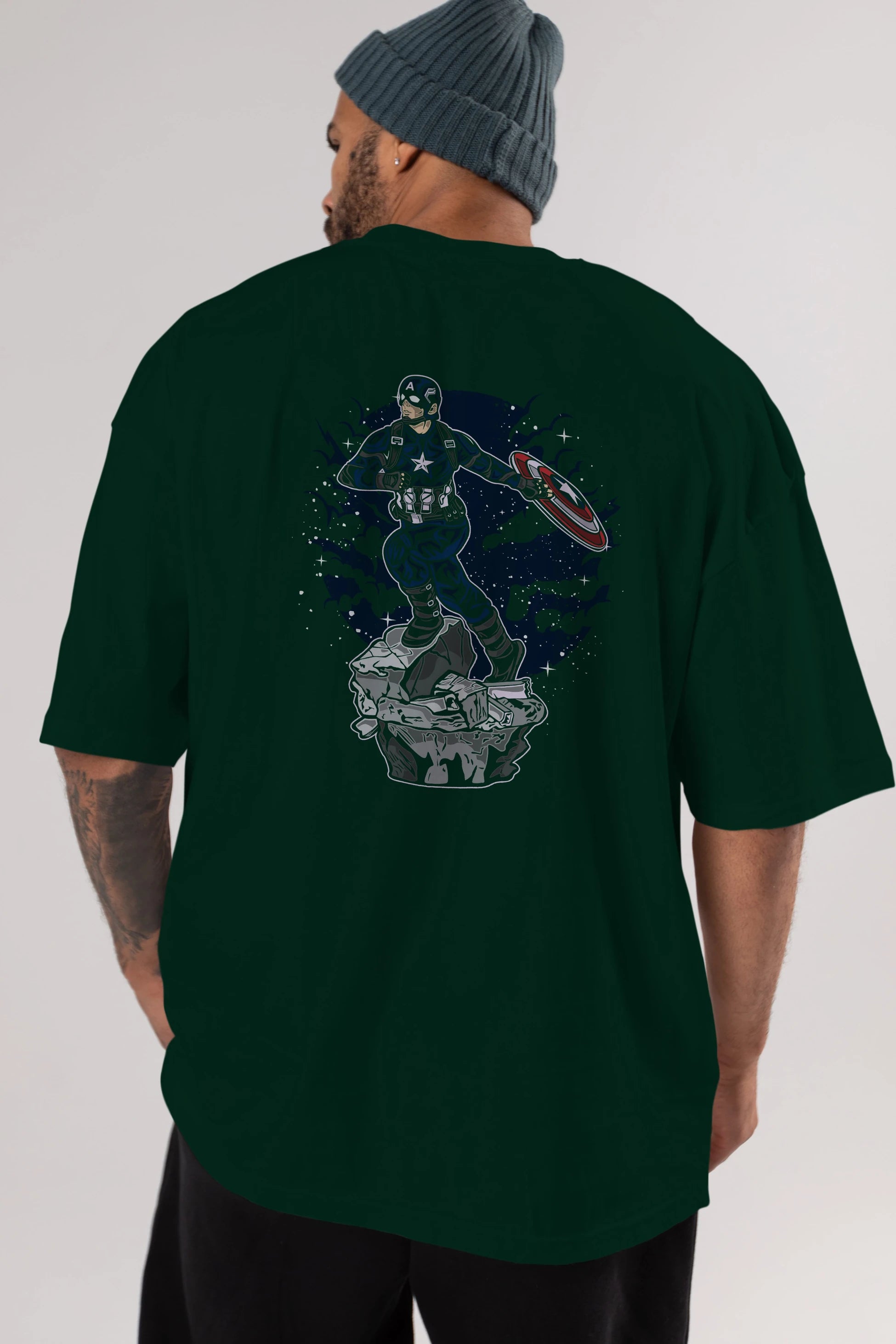 CAPTAIN AMERICA Arka Baskılı Oversize t-shirt Erkek Kadın Unisex %100 Pamuk