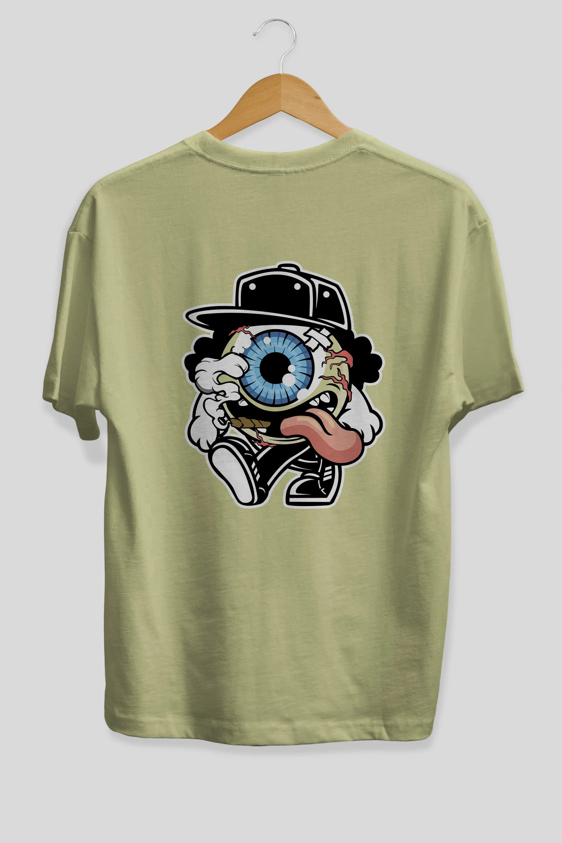 Eyeball Arka Baskılı Oversize t-shirt Erkek Kadın Unisex %100 Pamuk tişort