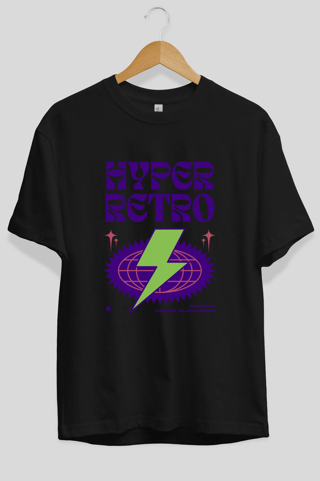 Hyper Retro Yazılı Ön Baskılı Oversize t-shirt Erkek Kadın Unisex