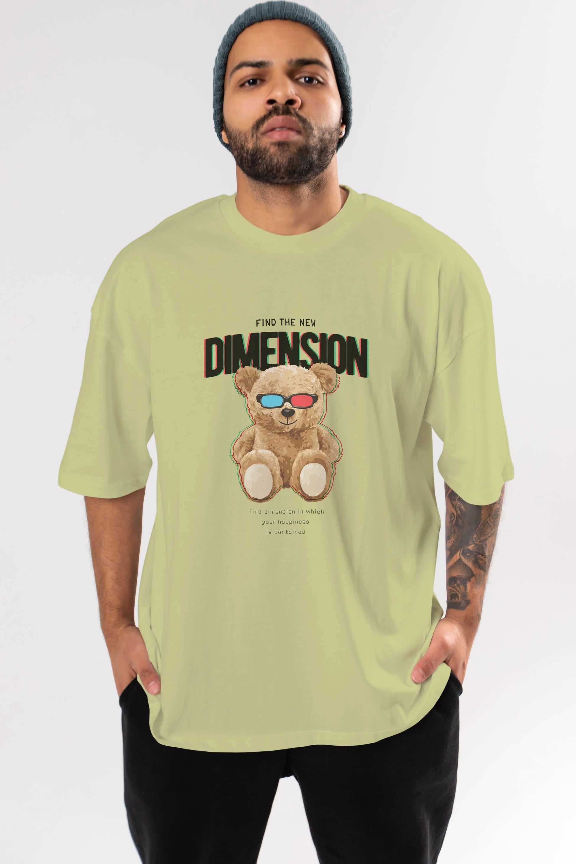 Teddy Bear Dimension Ön Baskılı Oversize t-shirt Erkek Kadın Unisex %100 Pamuk