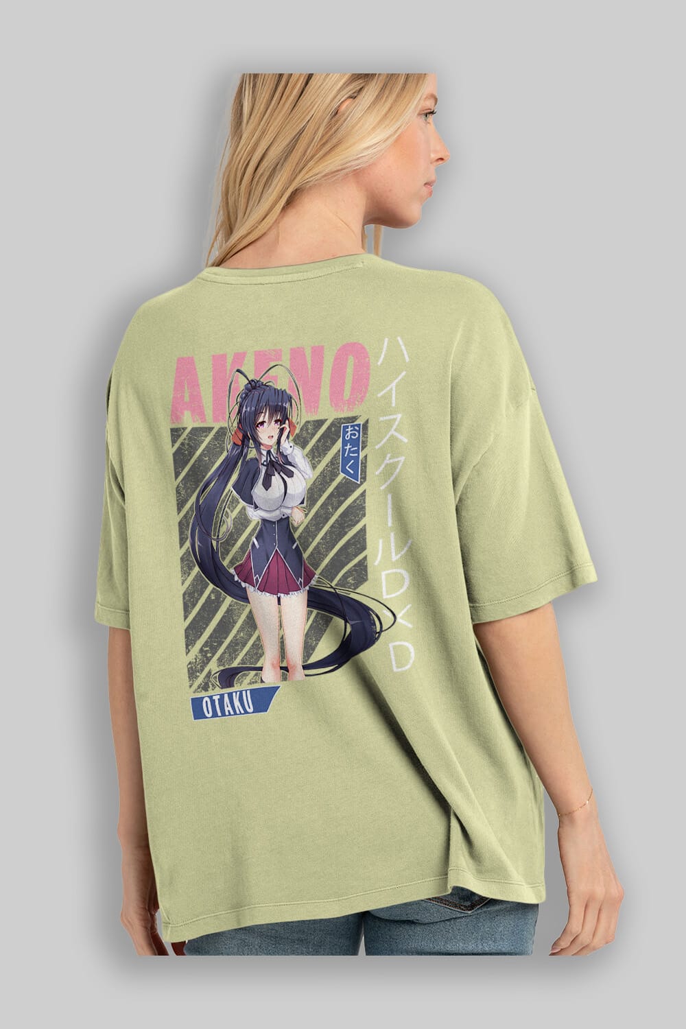 Akeno Himejima 4 Anime Arka Baskılı Oversize t-shirt Erkek Kadın Unisex
