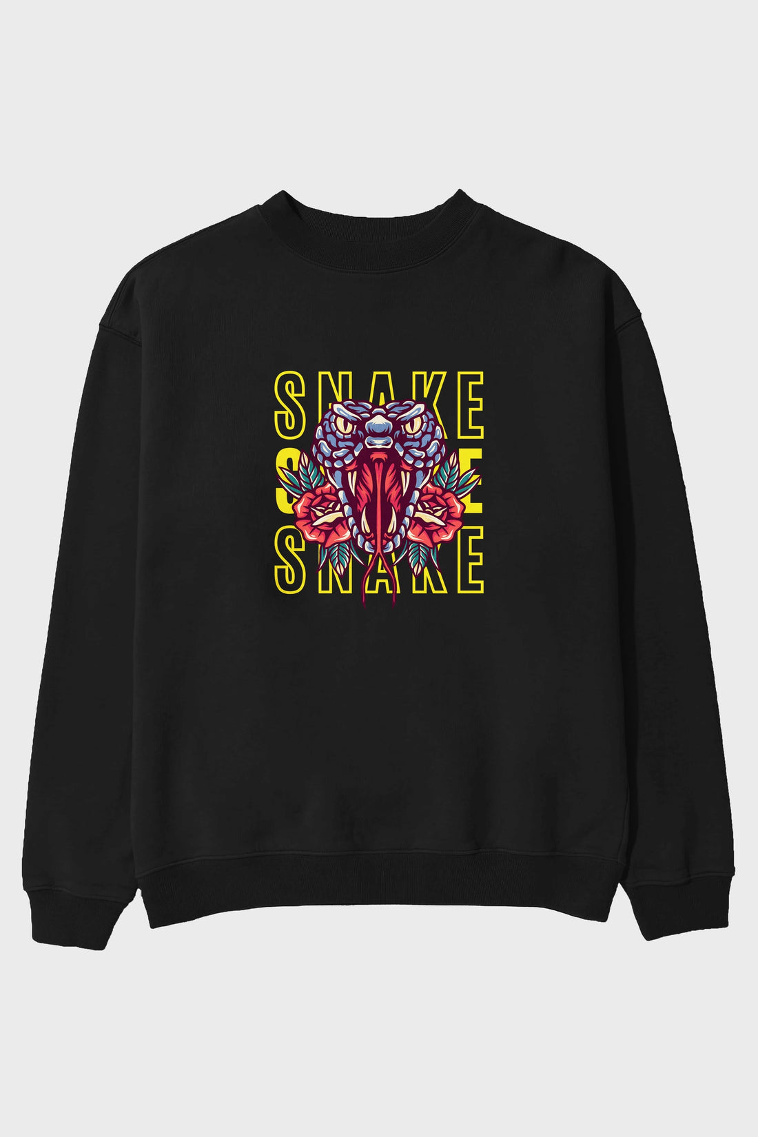 Snake Ön Baskılı Oversize Sweatshirt Erkek Kadın Unisex