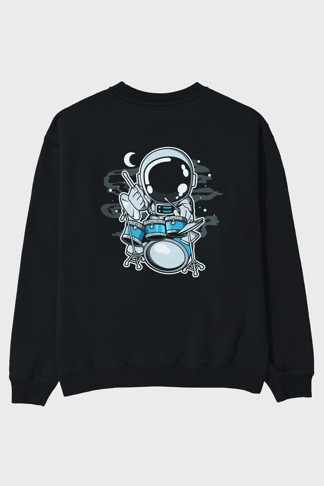 Astronaut Drummer Arka Baskılı Oversize Sweatshirt Erkek Kadın Unisex