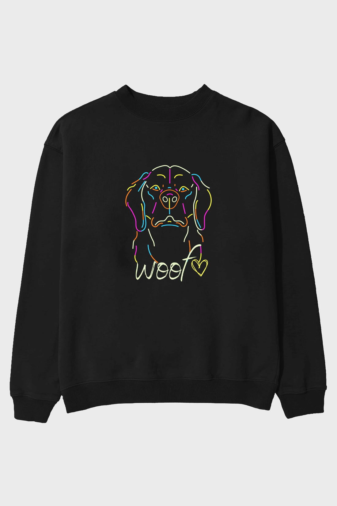 Neon Dog Ön Baskılı Oversize Sweatshirt Erkek Kadın Unisex