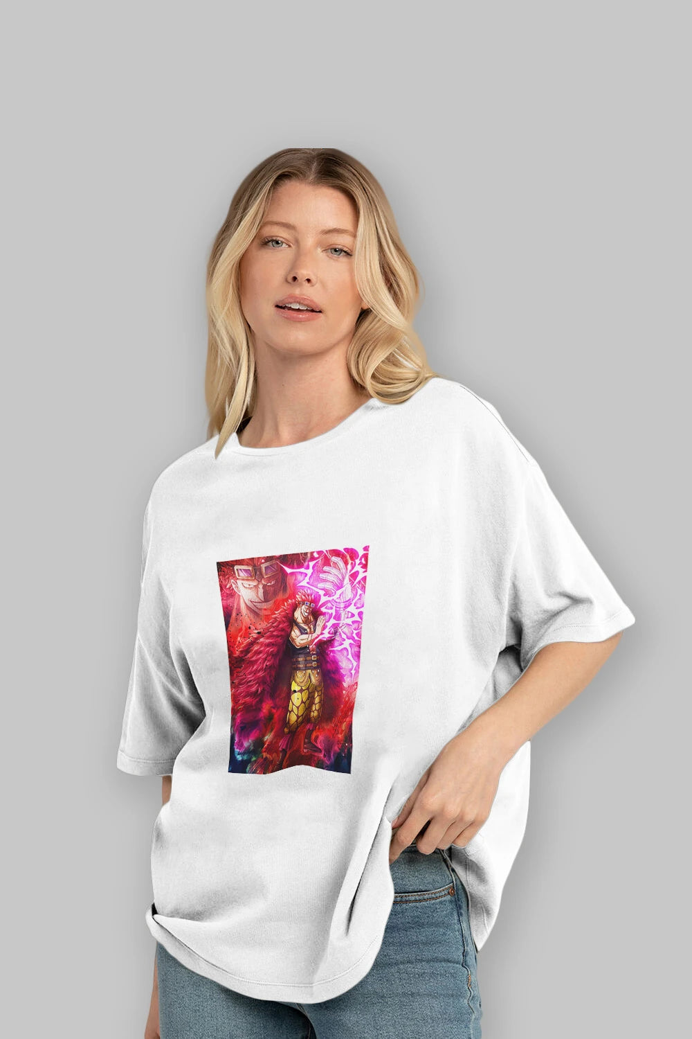 Eustass Kid Anime Ön Baskılı Oversize t-shirt Erkek Kadın Unisex