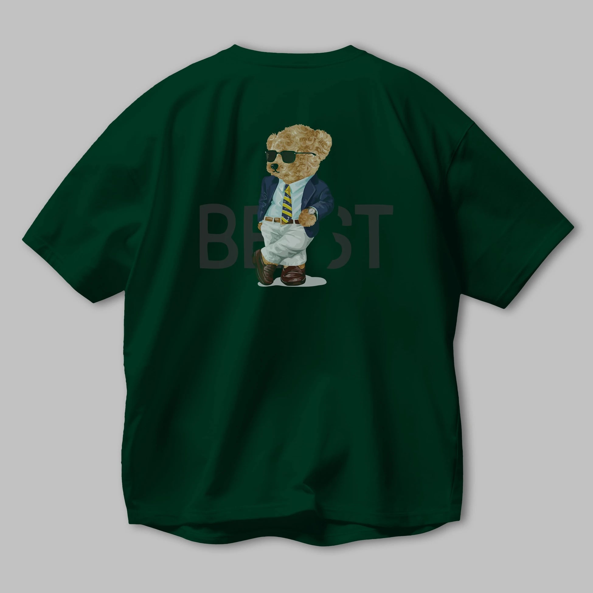 Teddy Bear The Best Arka Baskılı Oversize t-shirt Erkek Kadın Unisex %100 Pamuk