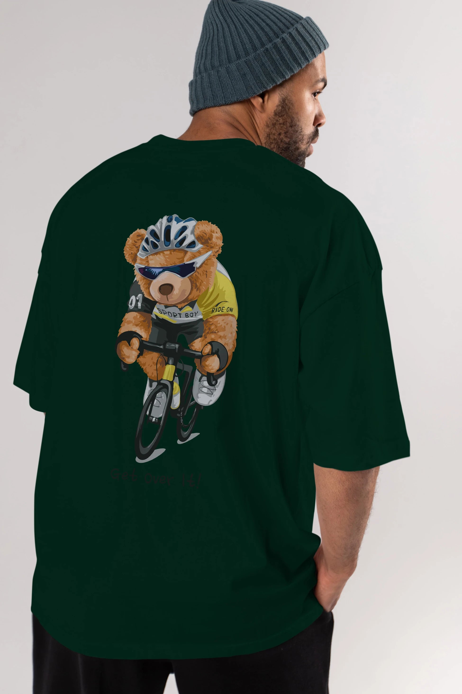 Teddy Bear Sport Boy Arka Baskılı Oversize t-shirt Erkek Kadın Unisex %100 Pamuk