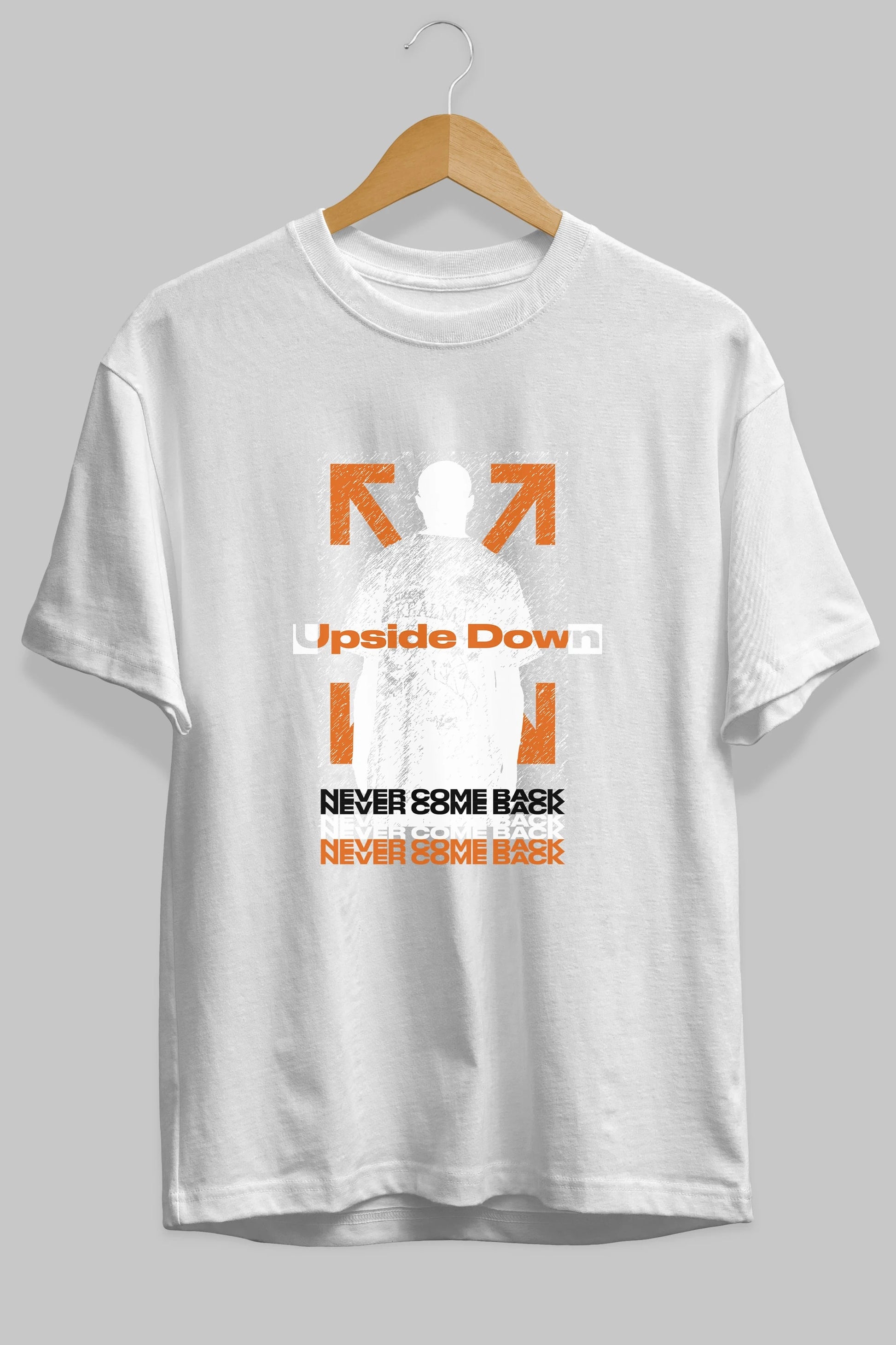 Upside Down Ön Baskılı Oversize t-shirt Erkek Kadın Unisex