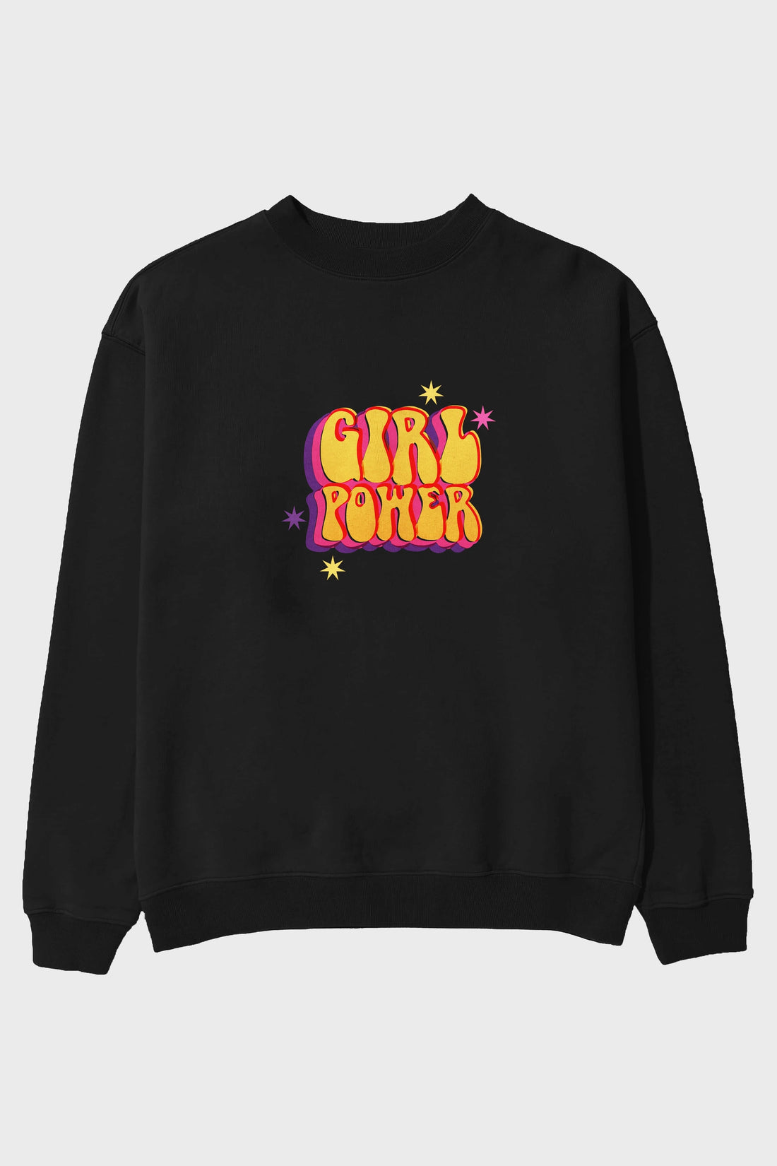 Girl Power Yazılı Ön Baskılı Oversize Sweatshirt Erkek Kadın Unisex