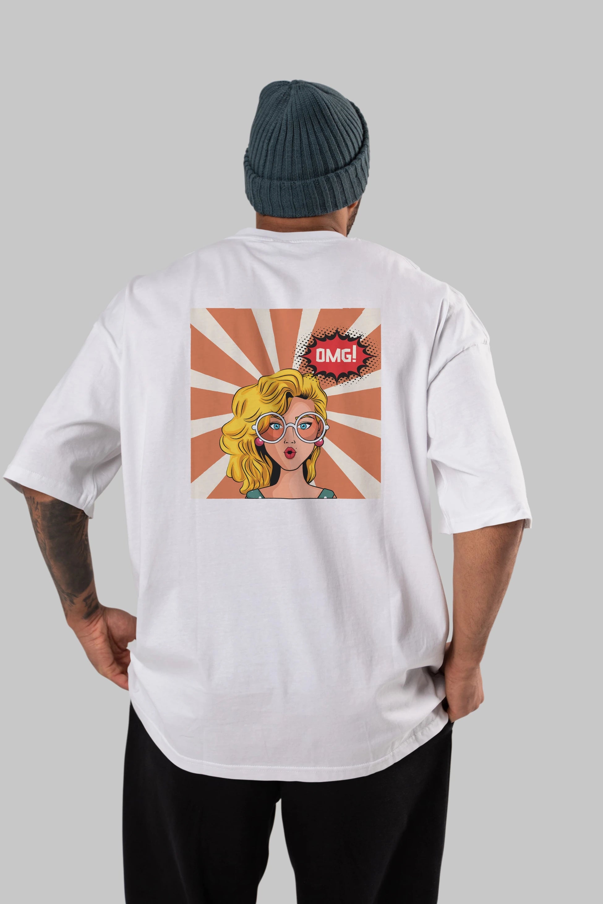 OMG Yazılı Retro Arka Baskılı Oversize t-shirt Erkek Kadın Unisex