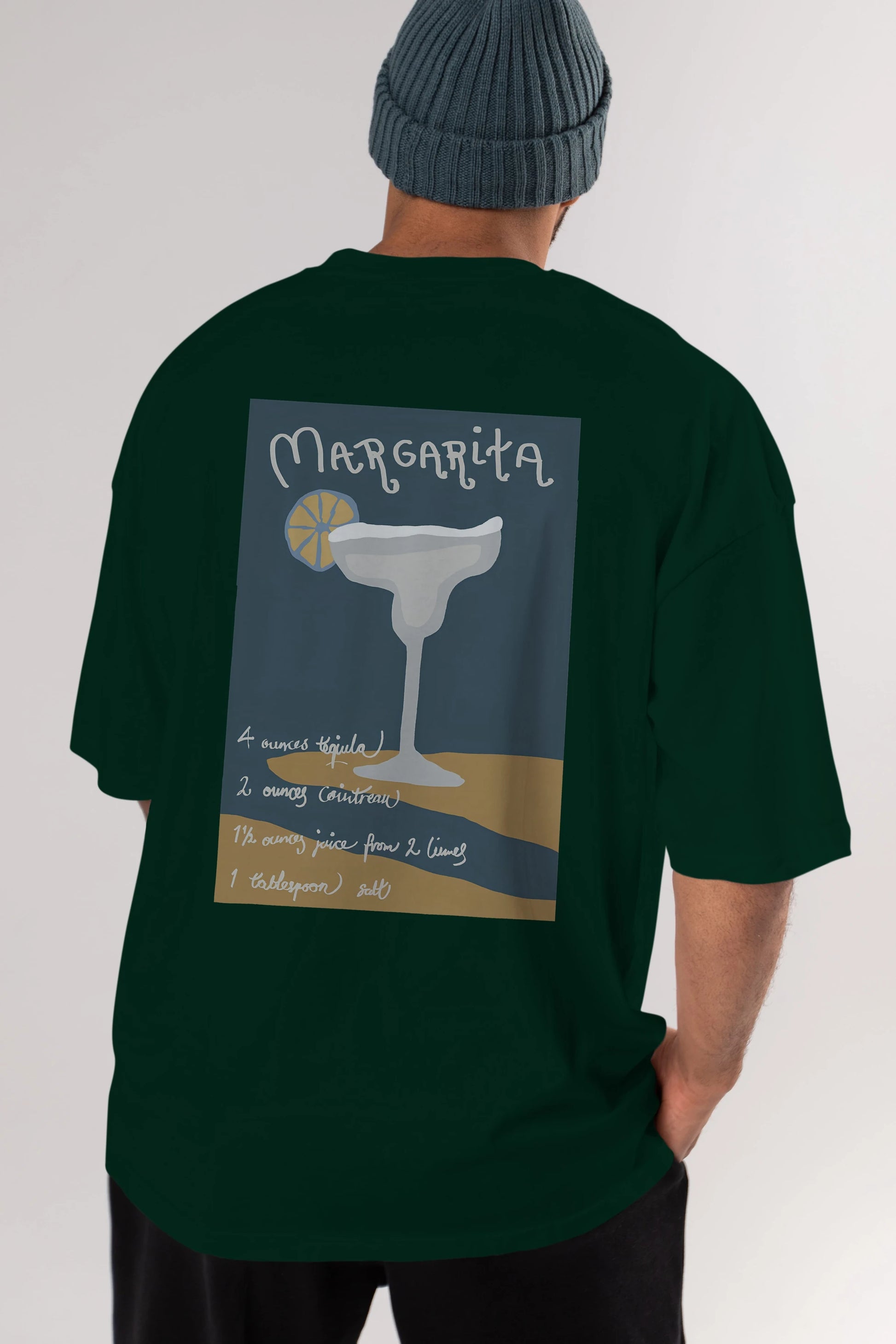 Margarita 2 Arka Baskılı Oversize t-shirt Erkek Kadın Unisex %100 Pamuk Bisiklet Yaka tişort