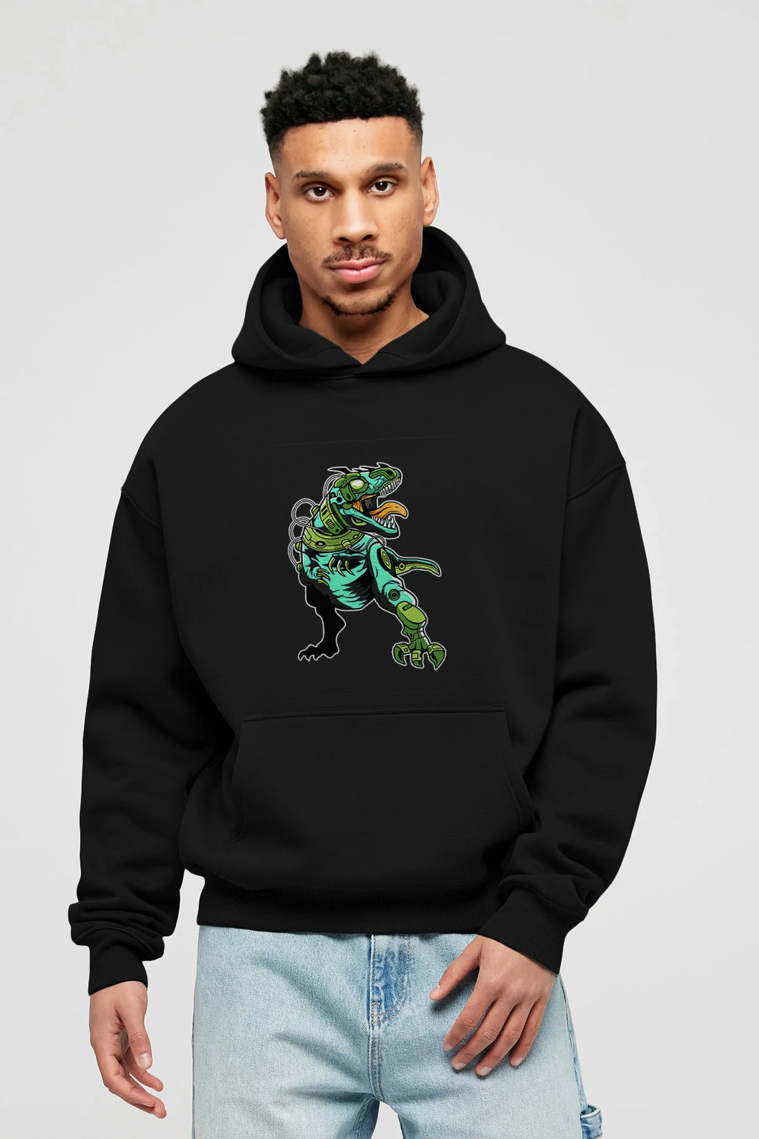 Trex Robot Ön Baskılı Hoodie Oversize Kapüşonlu Sweatshirt Erkek Kadın Unisex