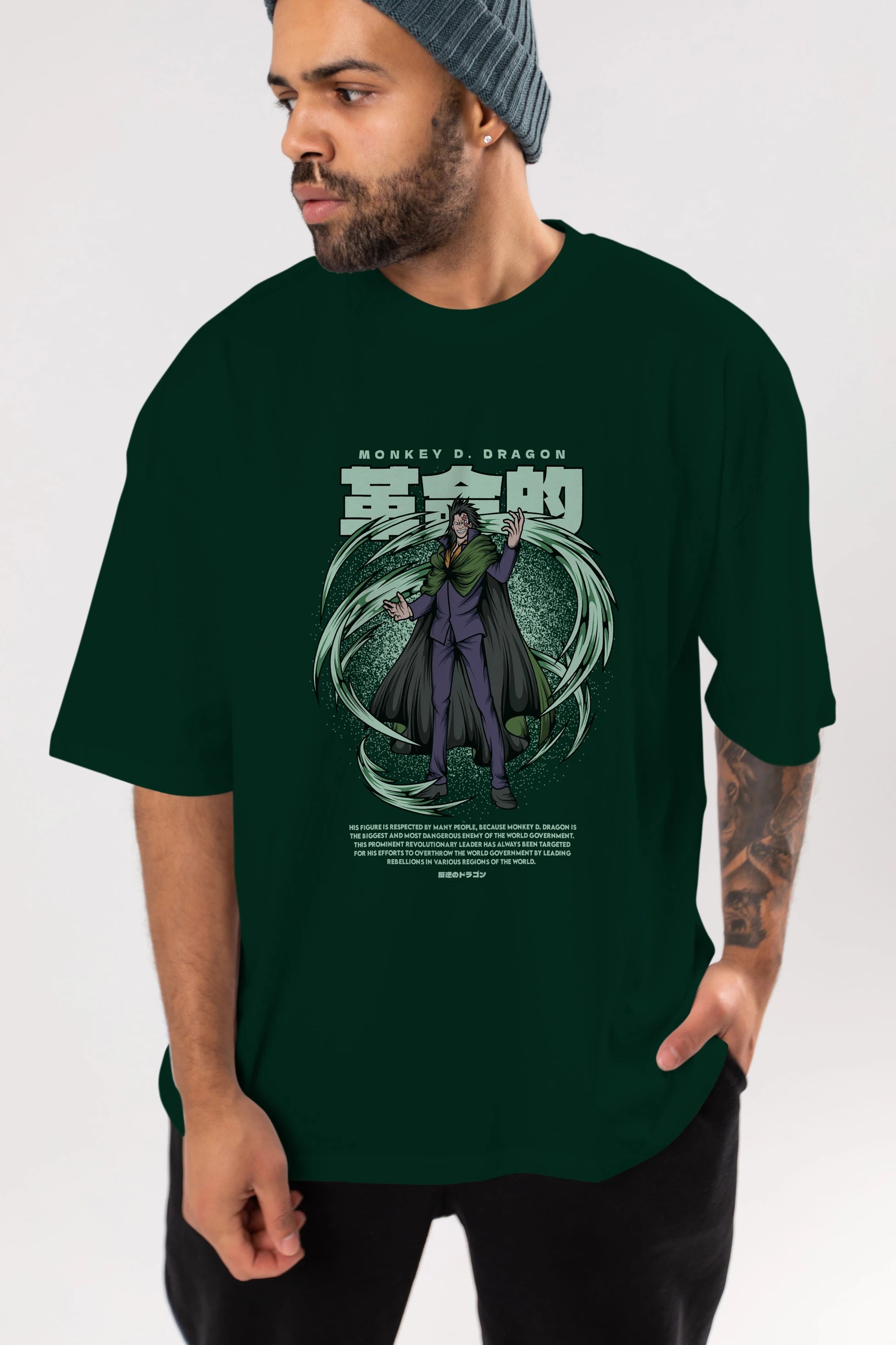 Monkey D. Dragon Anime Ön Baskılı Oversize t-shirt %100 pamuk Erkek Kadın Unisex