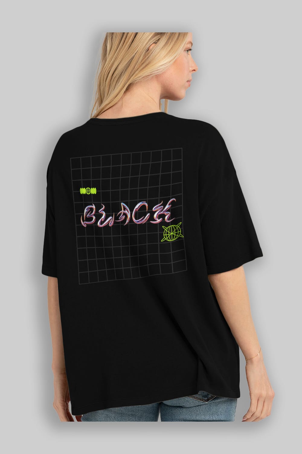 Black Yazılı Arka Baskılı Oversize t-shirt Erkek Kadın Unisex