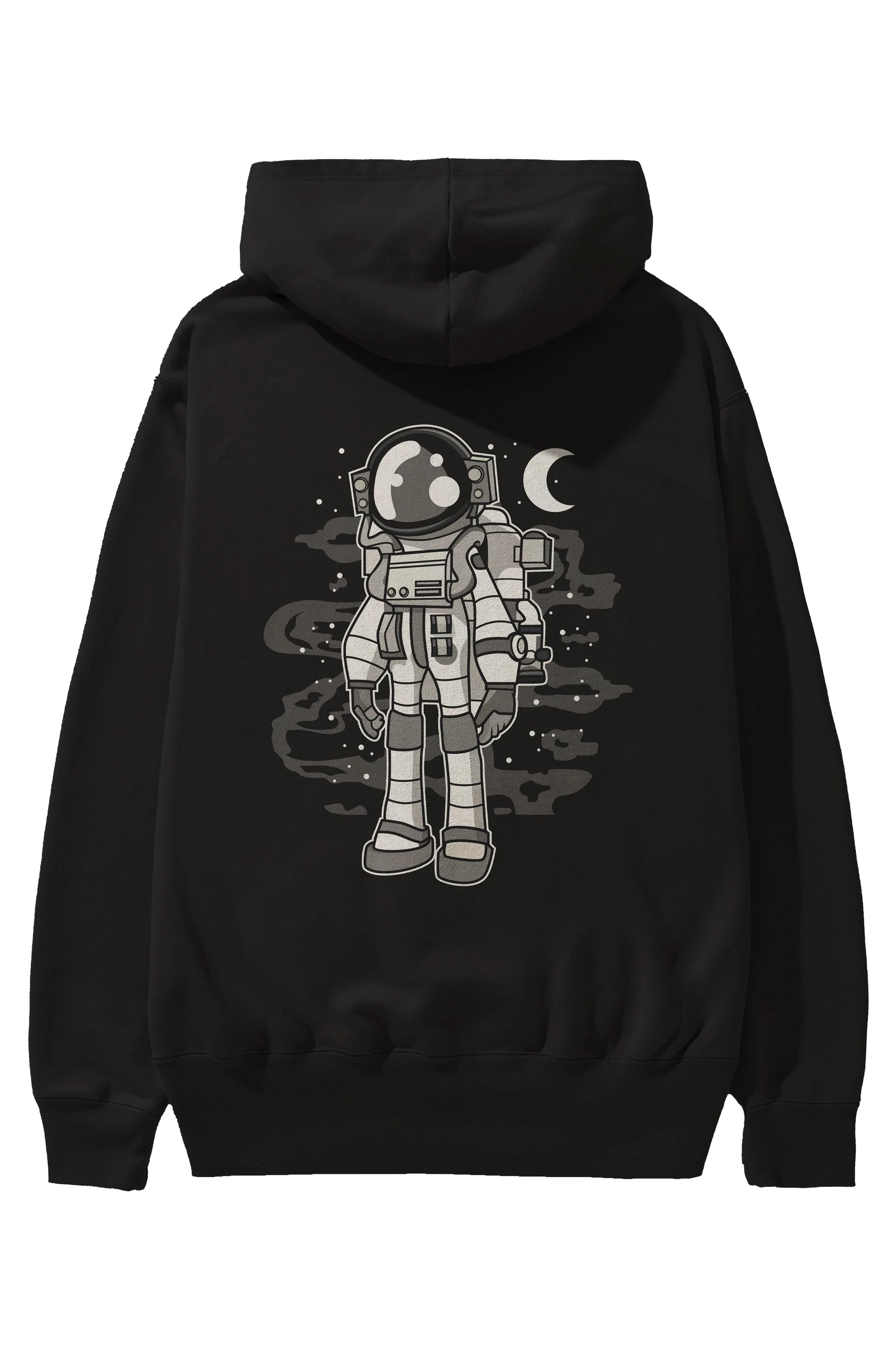 Astronaut Stand Arka Baskılı Hoodie Oversize Kapüşonlu Sweatshirt Erkek Kadın Unisex