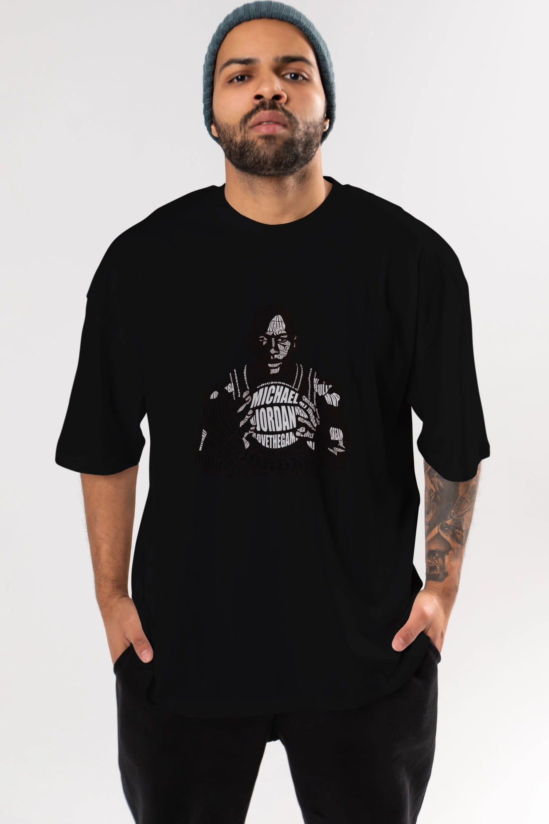 Michael Jordan Calligram Ön Baskılı Oversize t-shirt %100 pamuk Erkek Kadın Unisex
