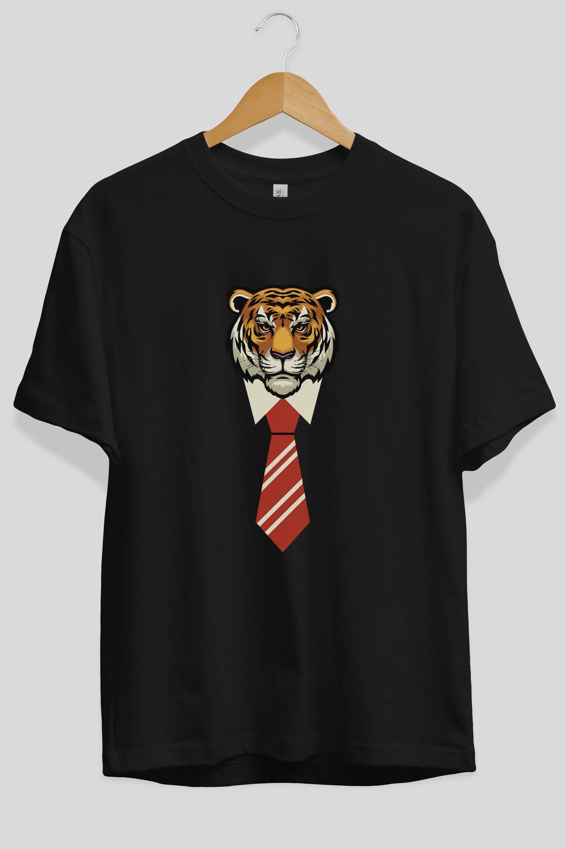 Tiger With Tie Ön Baskılı Oversize t-shirt Erkek Kadın Unisex