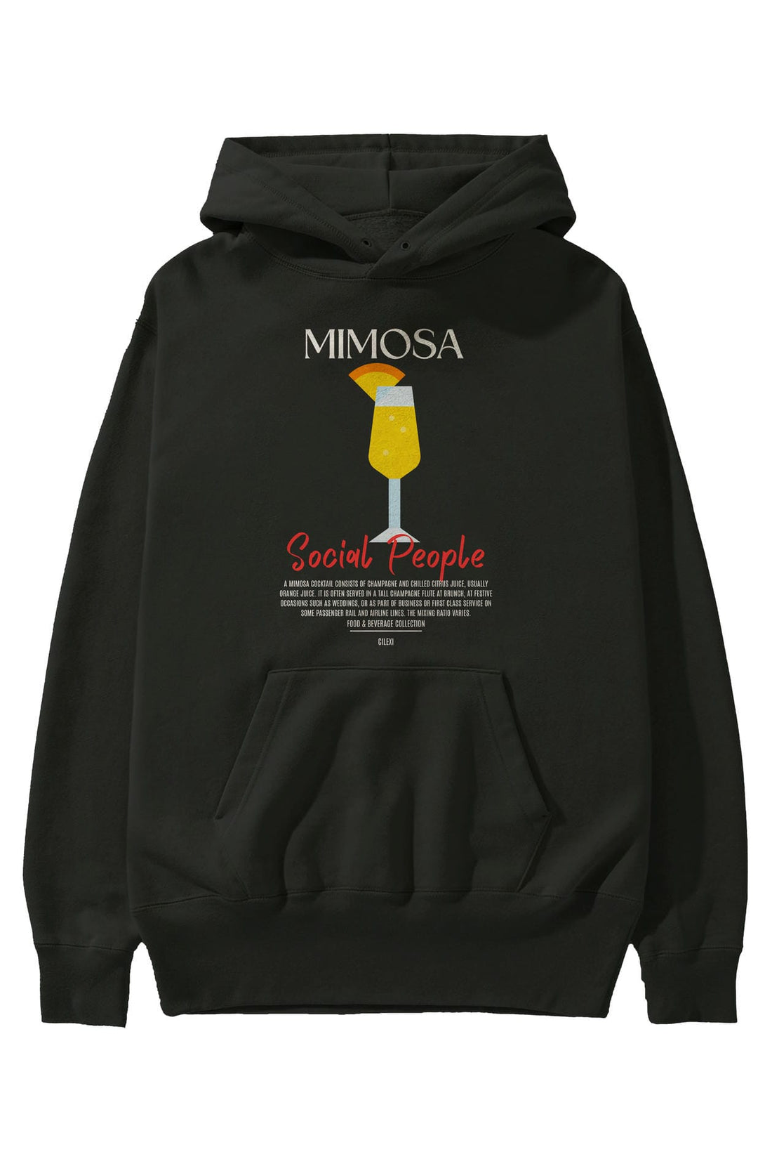 Mimosa Kokteyl Ön Baskılı Hoodie Oversize Kapüşonlu Sweatshirt Erkek Kadın