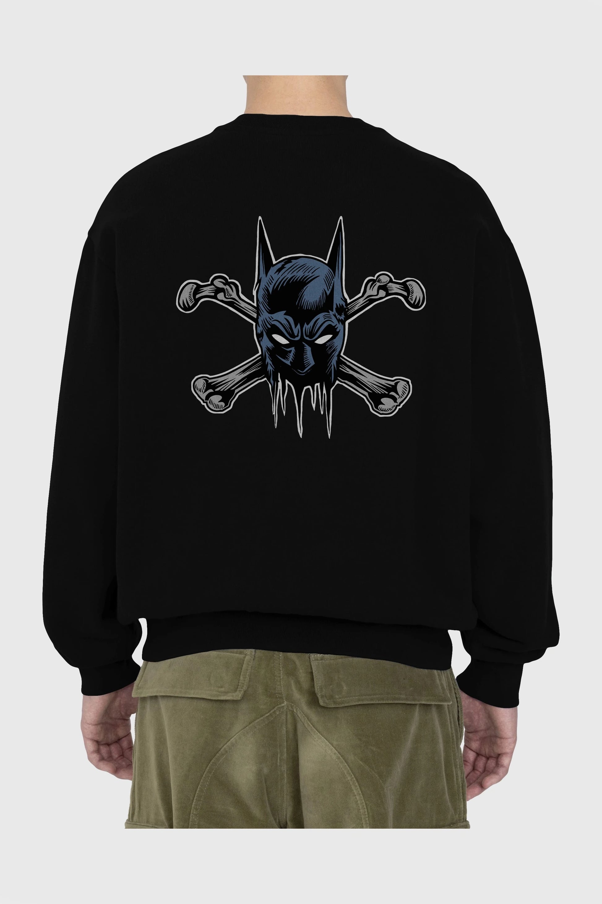 Batbones Arka Baskılı Oversize Sweatshirt Erkek Kadın Unisex