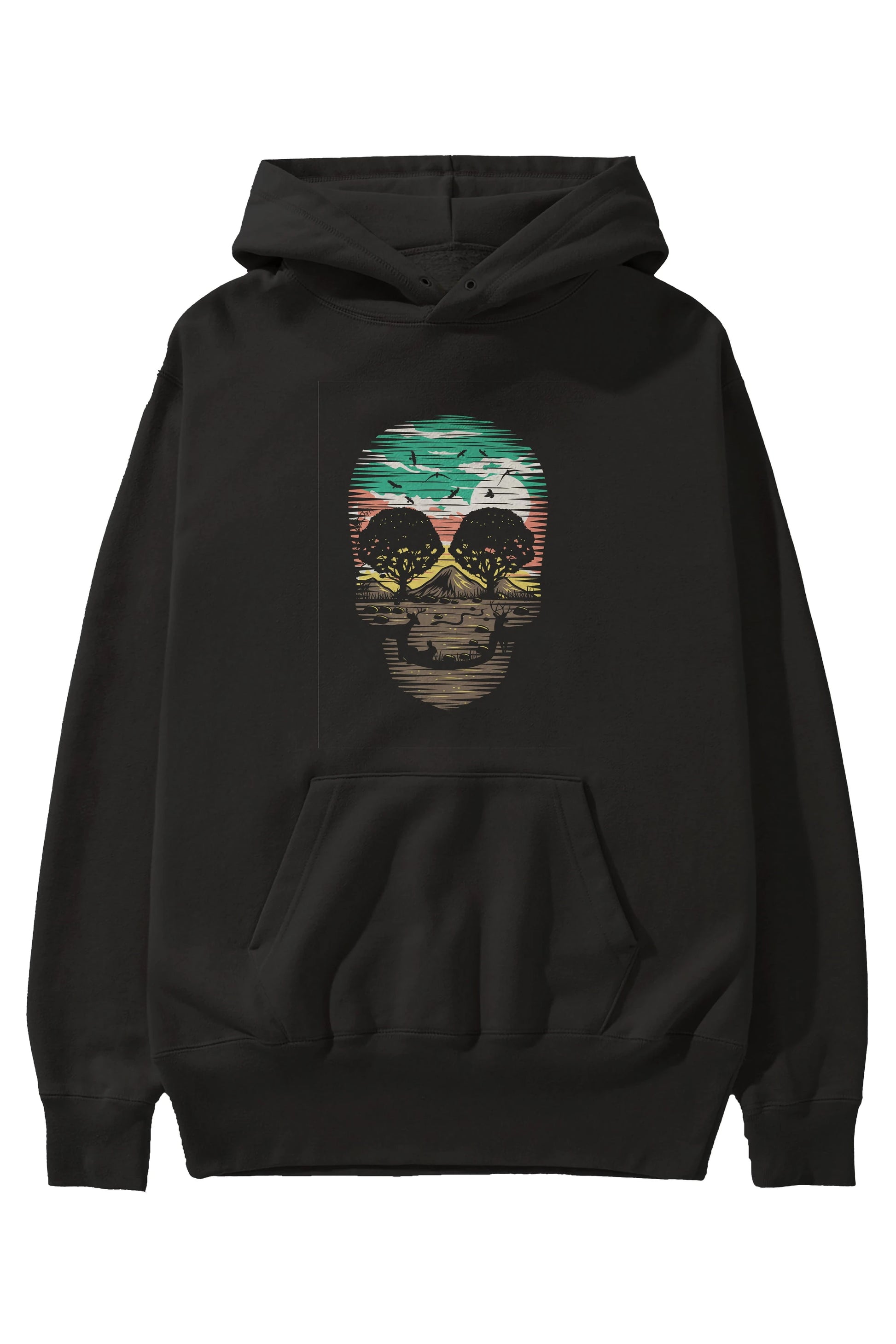 Skull Nature Ön Baskılı Hoodie Oversize Kapüşonlu Sweatshirt Erkek Kadın Unisex