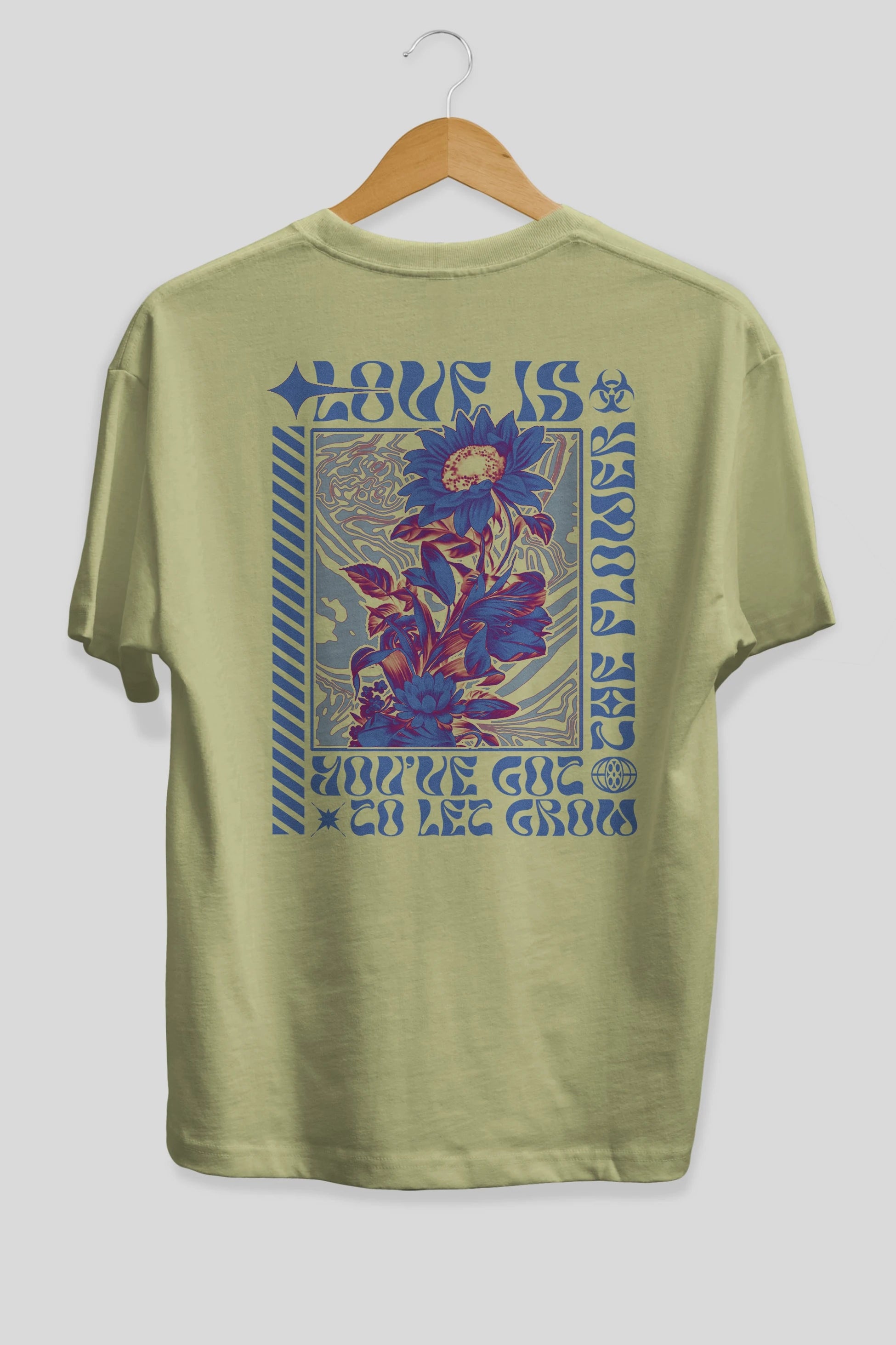 Love is the flower you've got to let grow Arka Baskılı Oversize t-shirt Erkek Kadın Unisex