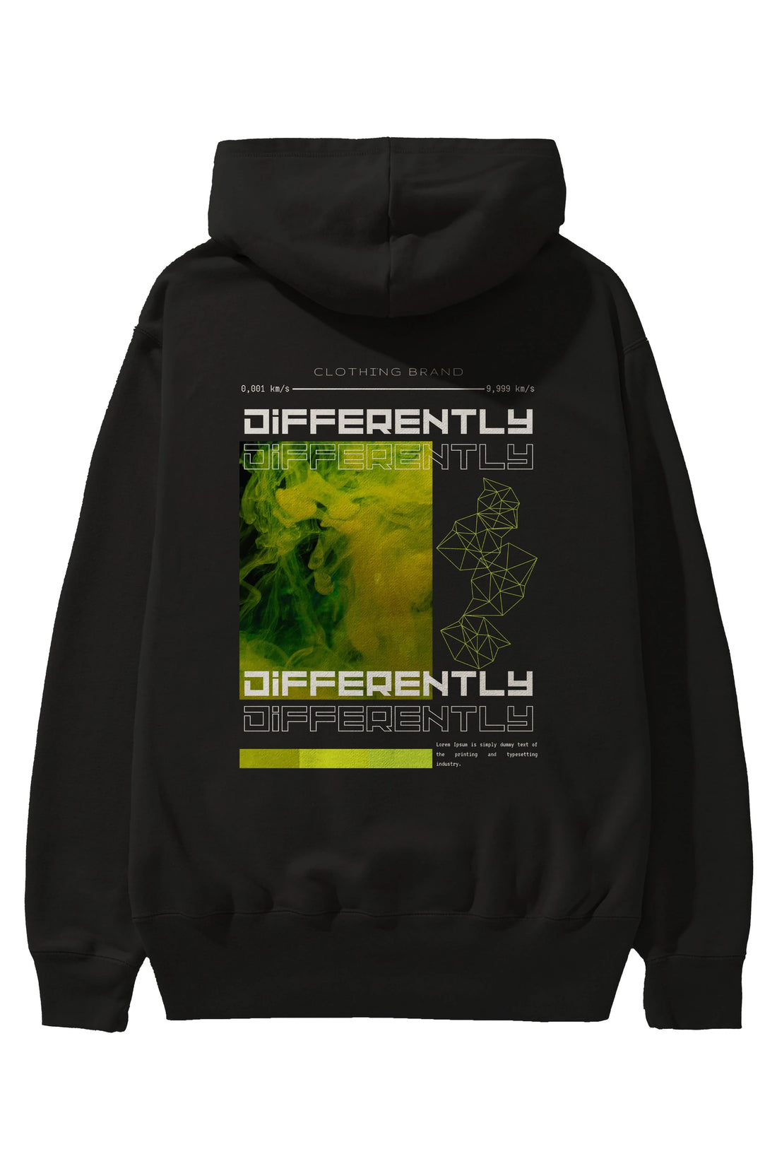 Differently Yazılı Arka Baskılı Oversize Hoodie Kapüşonlu Sweatshirt Erkek Kadın Unisex