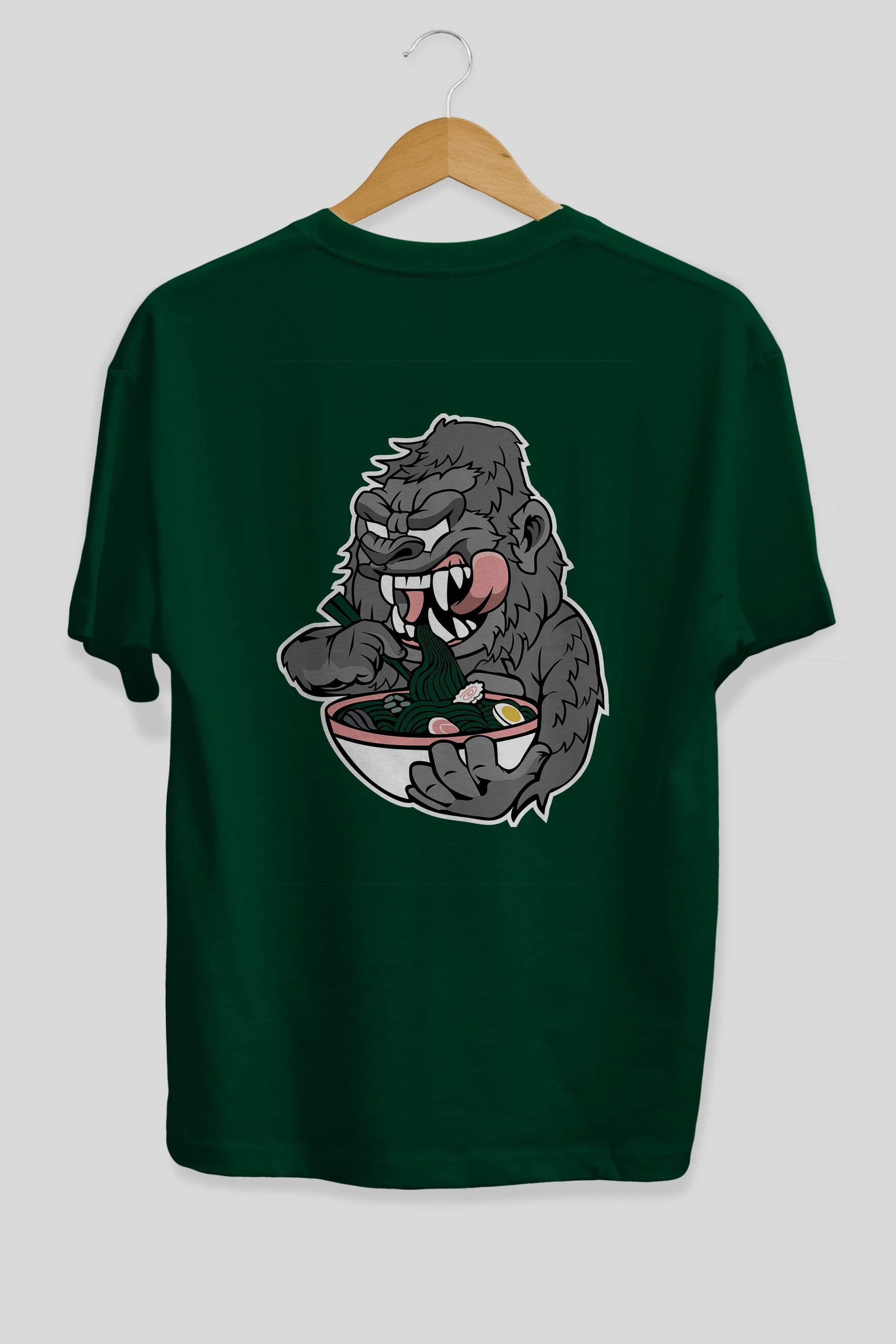 Big Gorilla Ramen Arka Baskılı Oversize t-shirt Erkek Kadın Unisex %100 Pamuk tişort