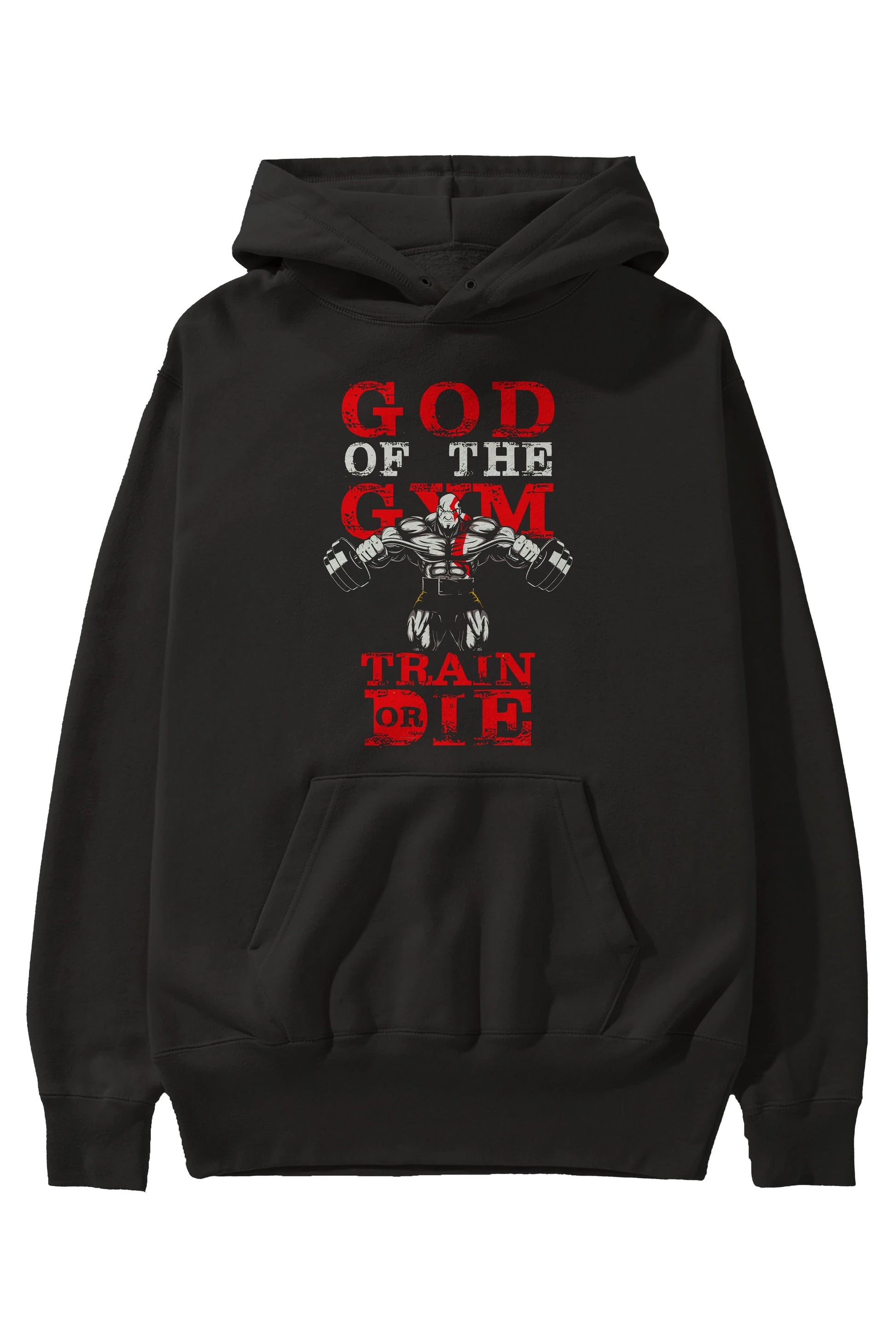 God of The GYM Ön Baskılı Hoodie Oversize Kapüşonlu Sweatshirt Erkek Kadın Unisex