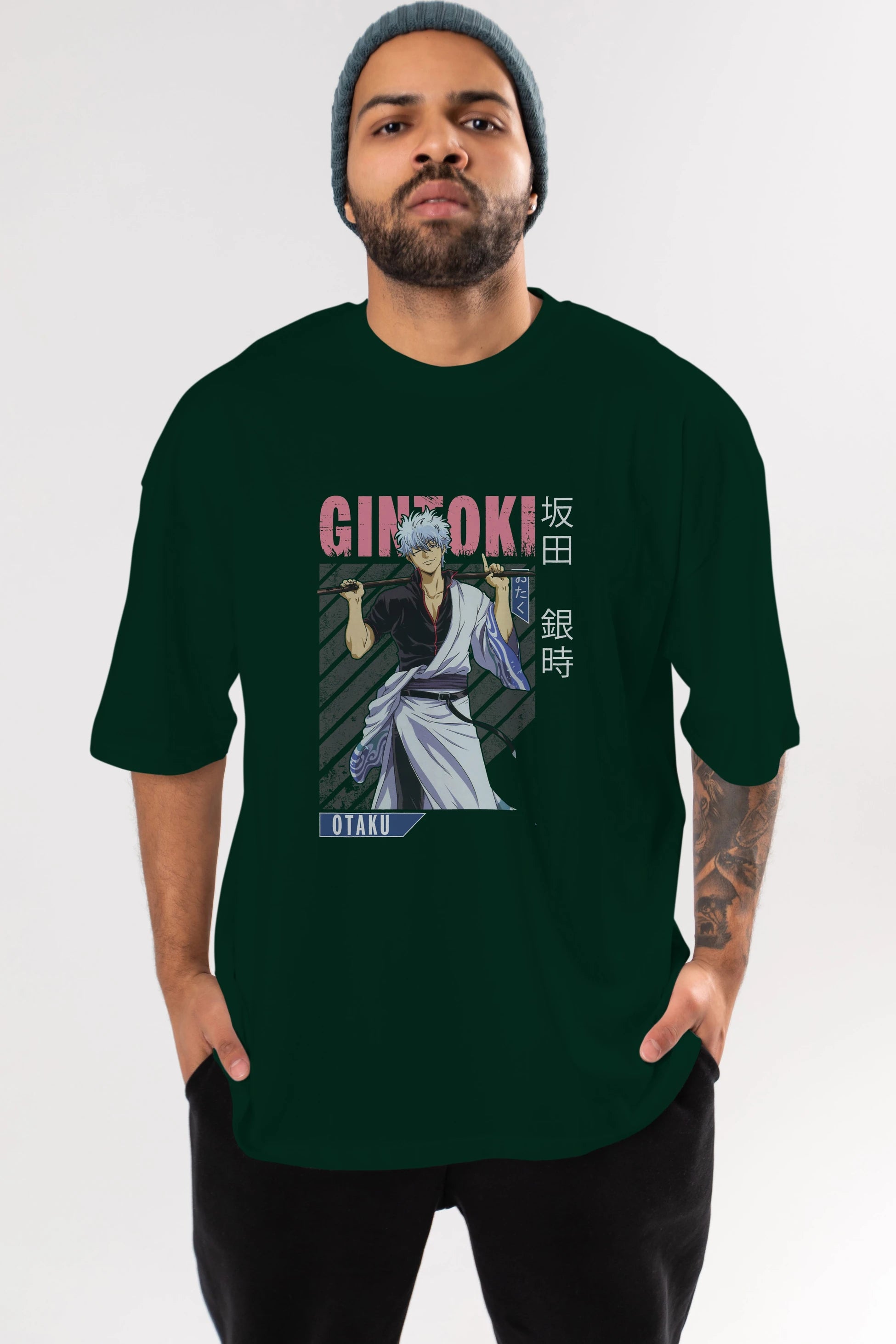 Gintoki Sakata GINTAMA 3 Anime Ön Baskılı Oversize t-shirt %100 pamuk Erkek Kadın Unisex