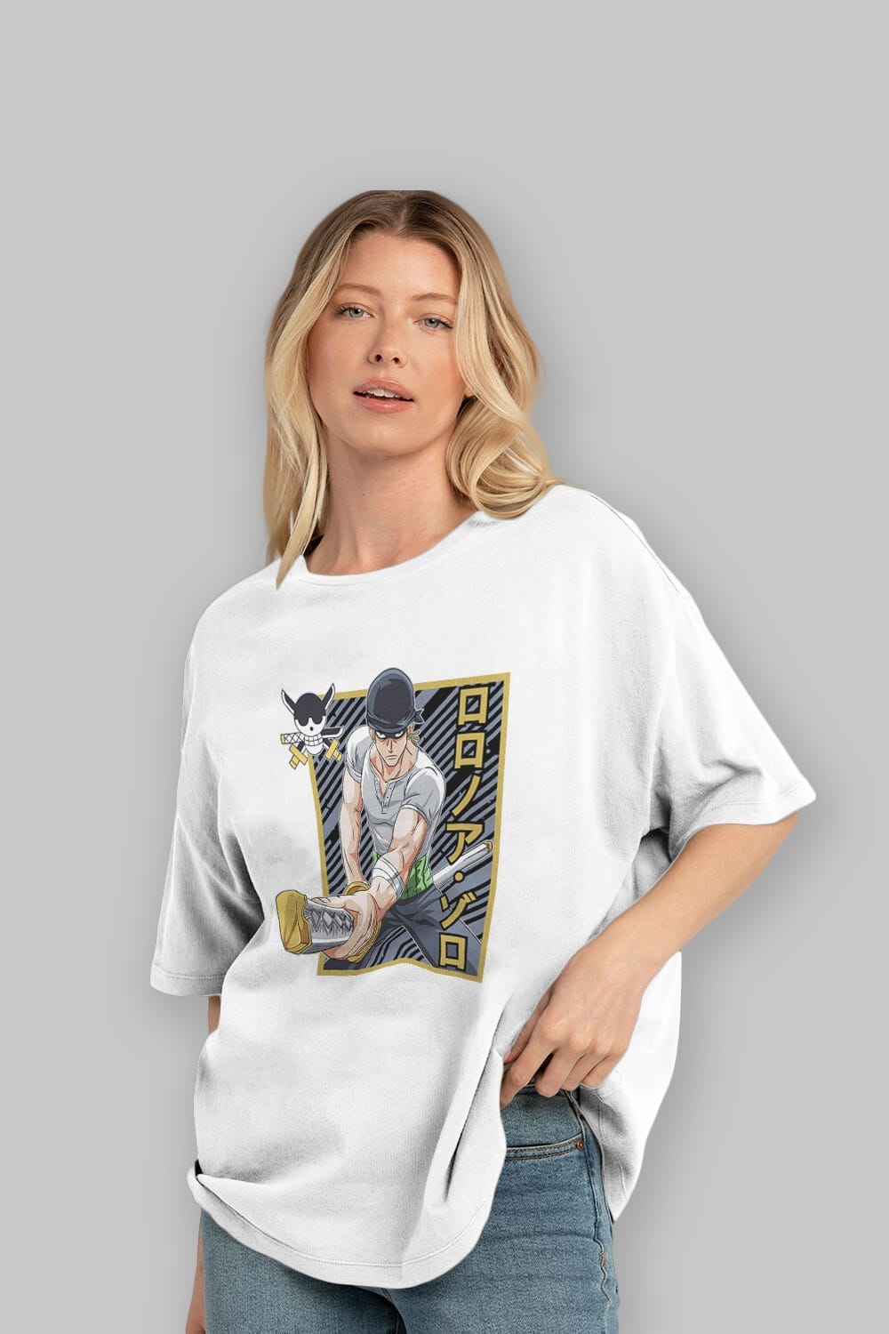RORONOA ZORO Anime Ön Baskılı Oversize t-shirt %100 pamuk Erkek Kadın Unisex
