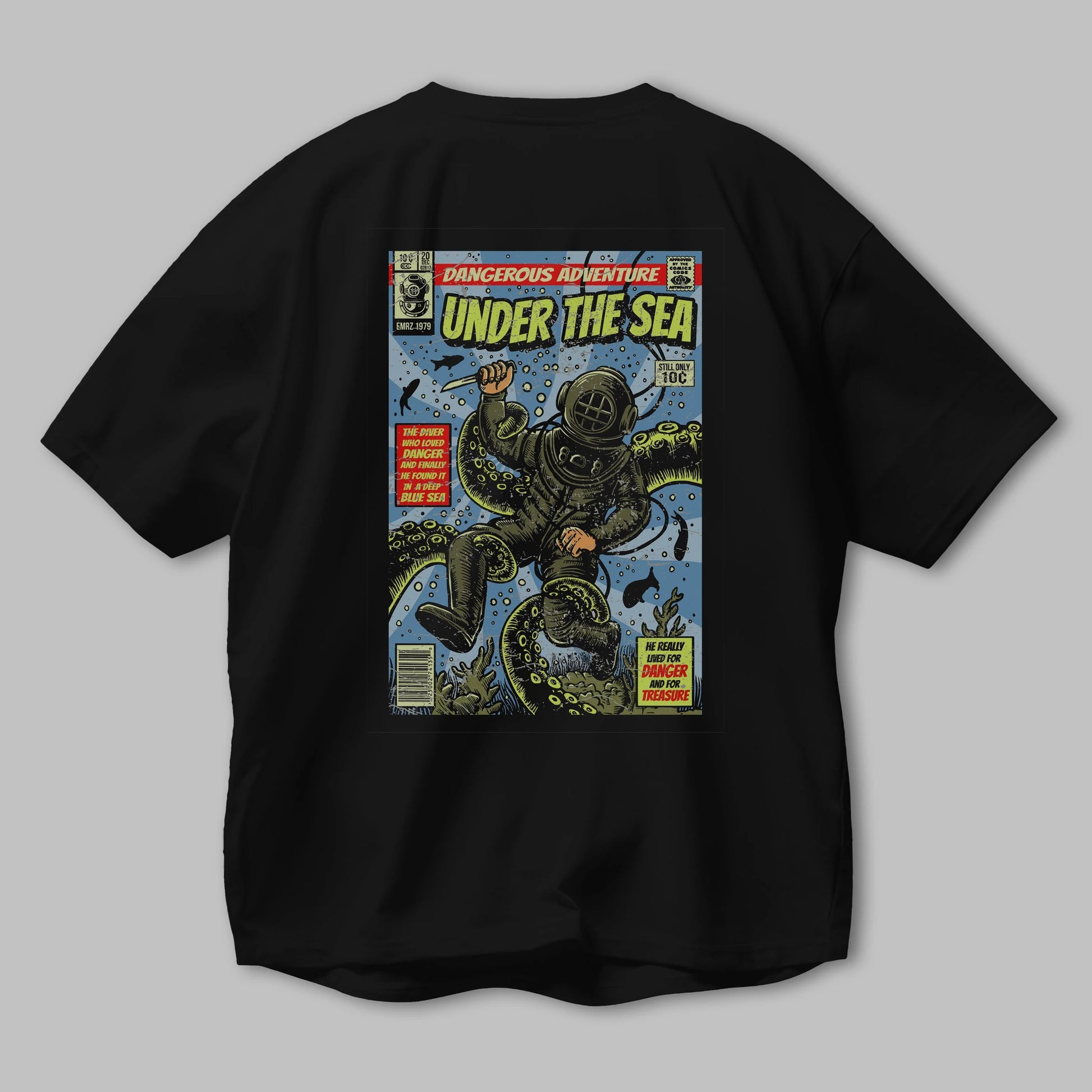 Under The Sea Arka Baskılı Oversize t-shirt Erkek Kadın Unisex %100 Pamuk