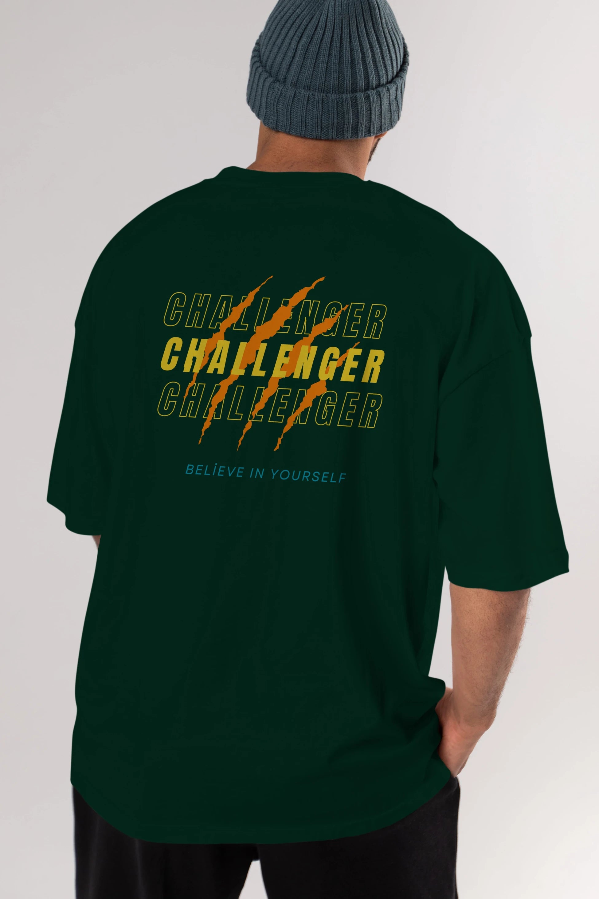 Challenger Yazılı Arka Baskılı Oversize t-shirt Erkek Kadın Unisex