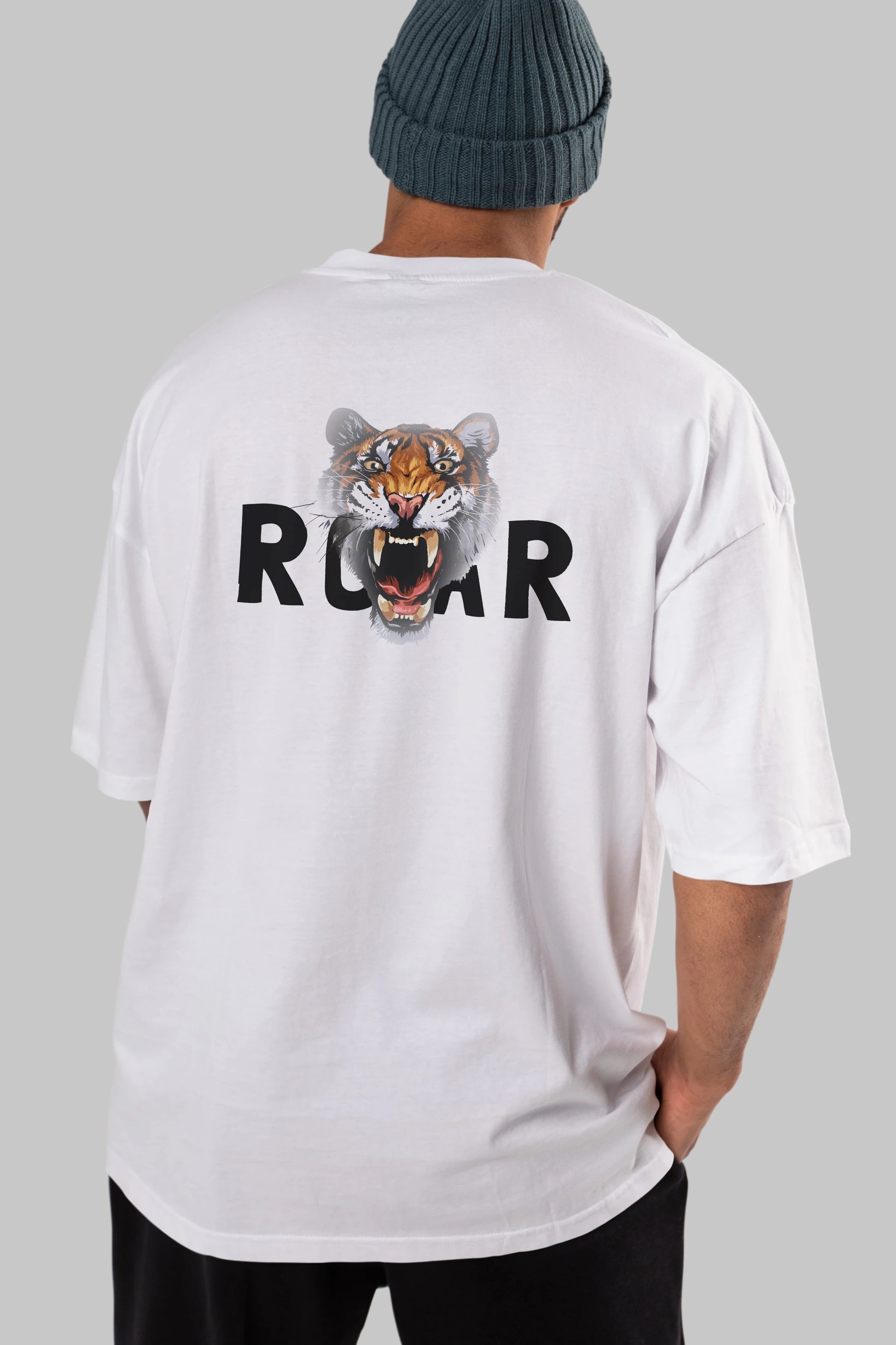 Teddy Bear Roar Arka Baskılı Oversize t-shirt Erkek Kadın Unisex %100 Pamuk