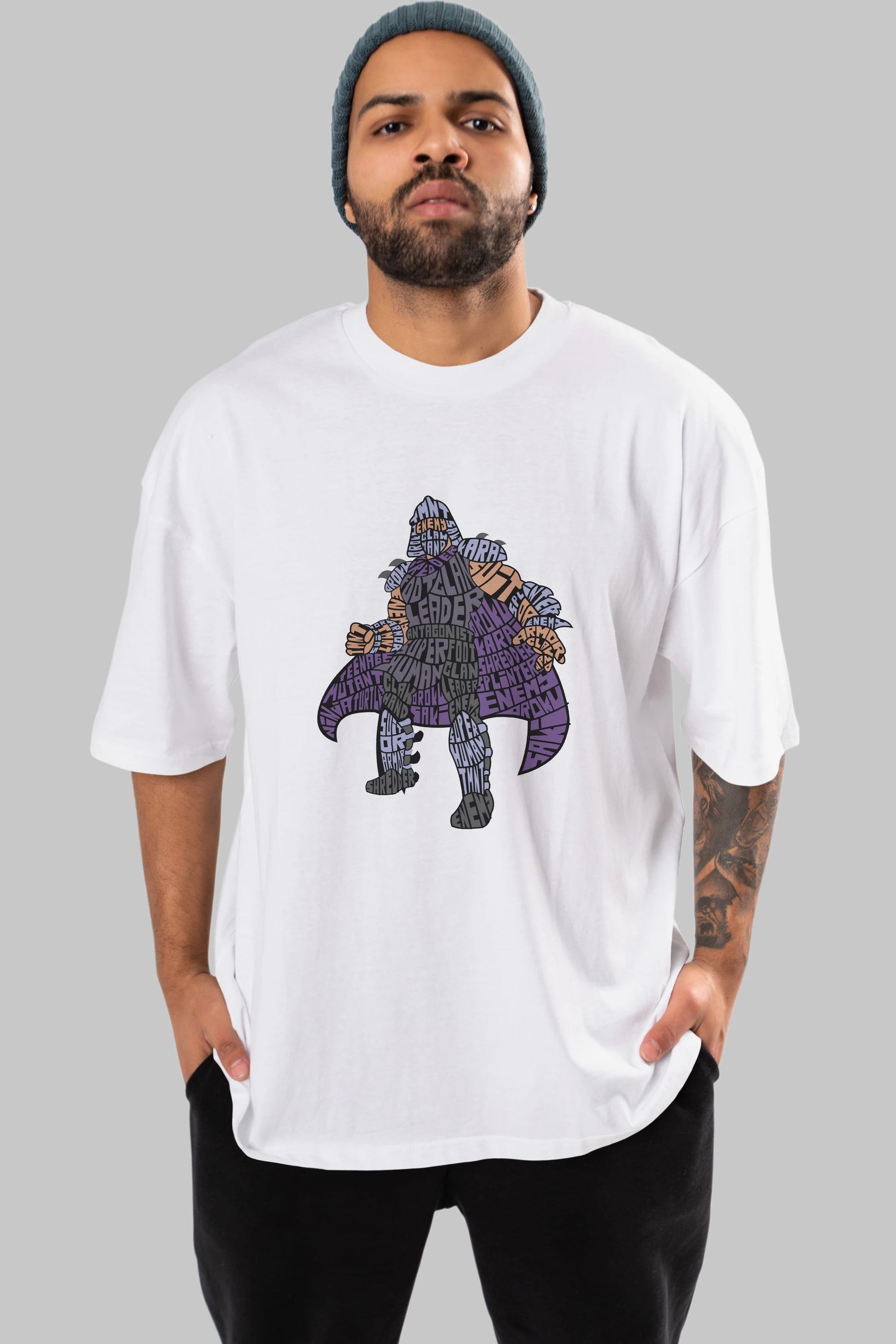 Foot Clan Leader Ön Baskılı Oversize t-shirt %100 pamuk Erkek Kadın Unisex