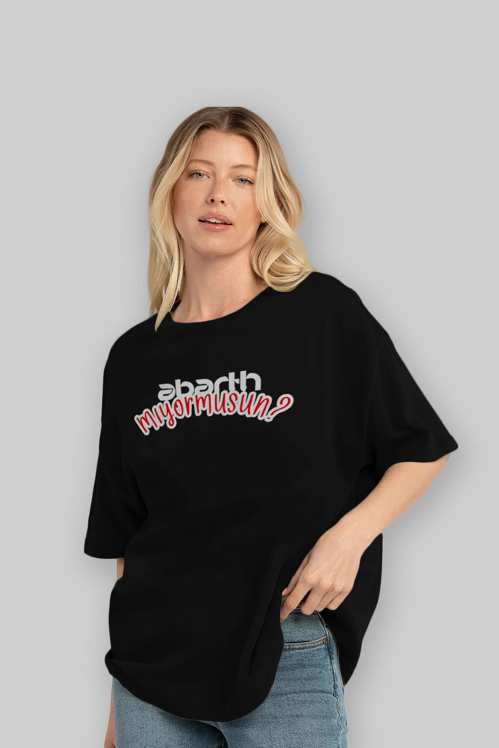 Abarth  Mıyormusun Ön Baskılı Oversize t-shirt %100 pamuk Erkek Kadın Unisex