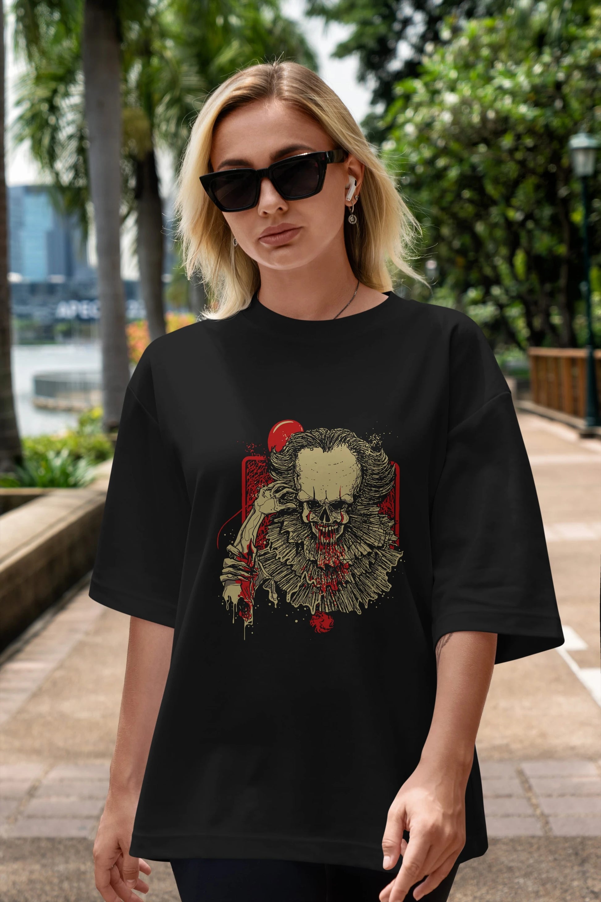 it (2) Ön Baskılı Oversize t-shirt Erkek Kadın Unisex %100 Pamuk Bisiklet Yaka tişort