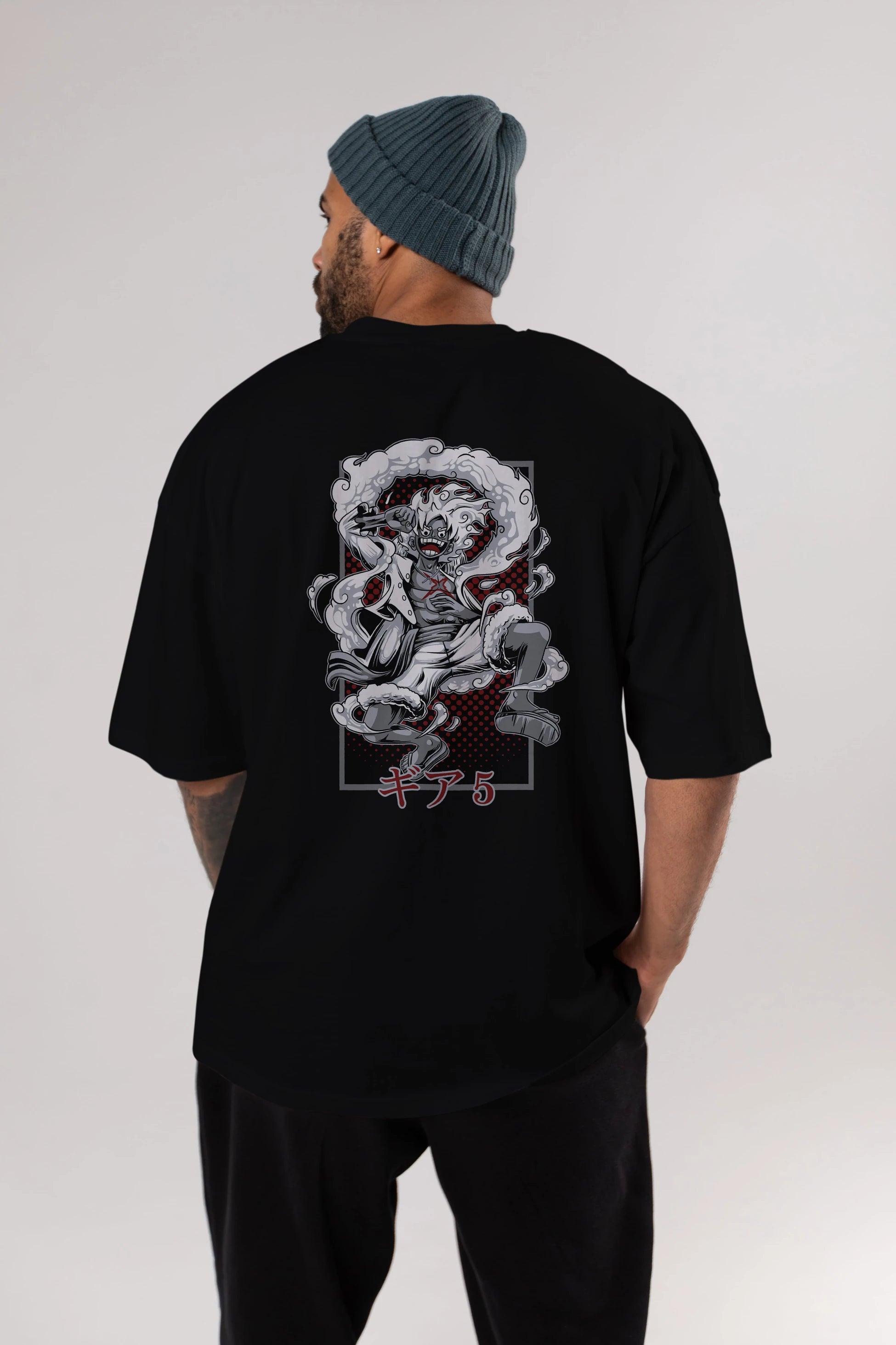LUFFY GEAR 5 Anime Arka Baskılı Oversize t-shirt Erkek Kadın Unisex