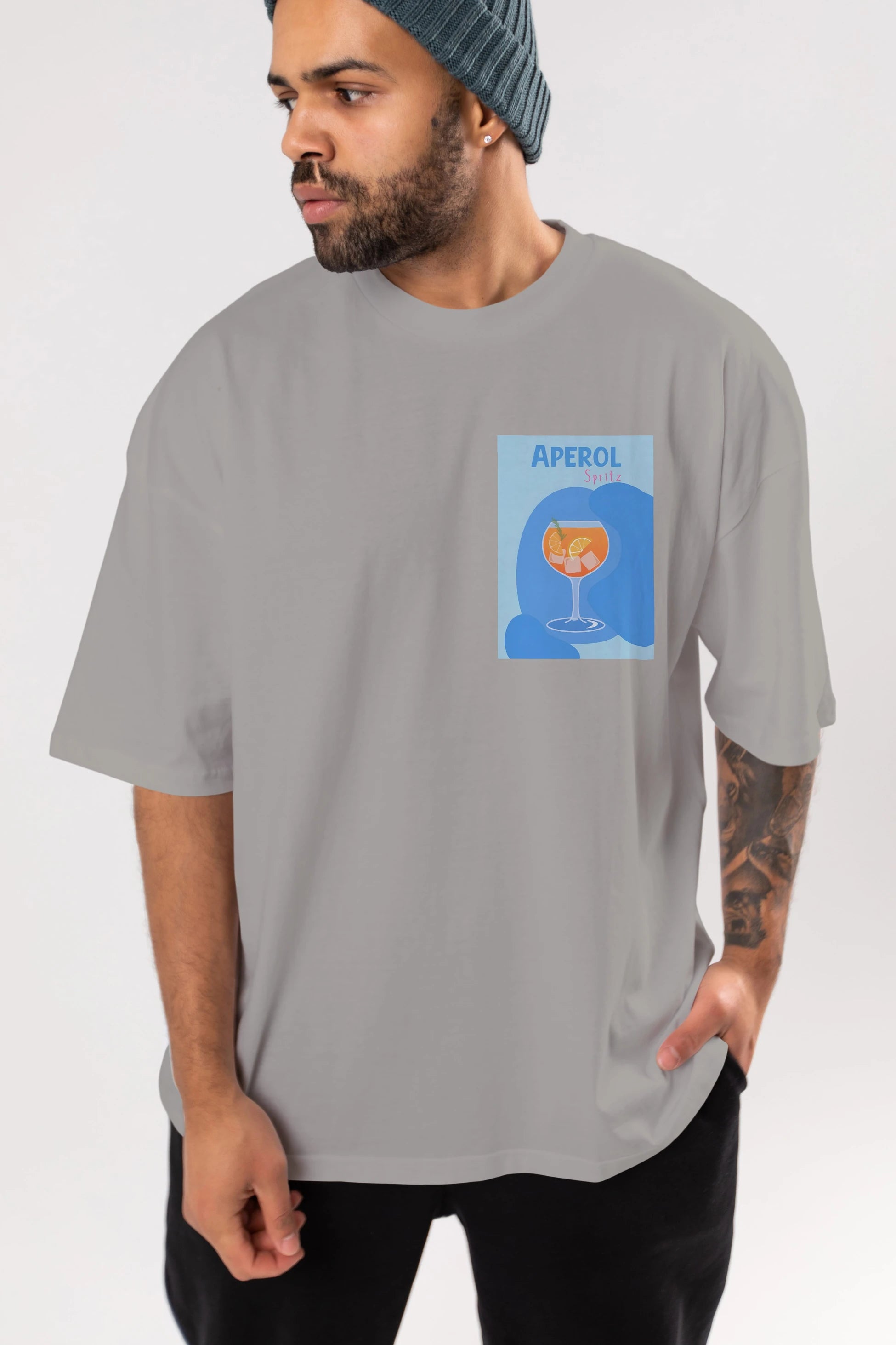 Aperol Spritz 10 Ön Sol Baskılı Oversize t-shirt Erkek Kadın Unisex %100 Pamuk Bisiklet Yaka tişort