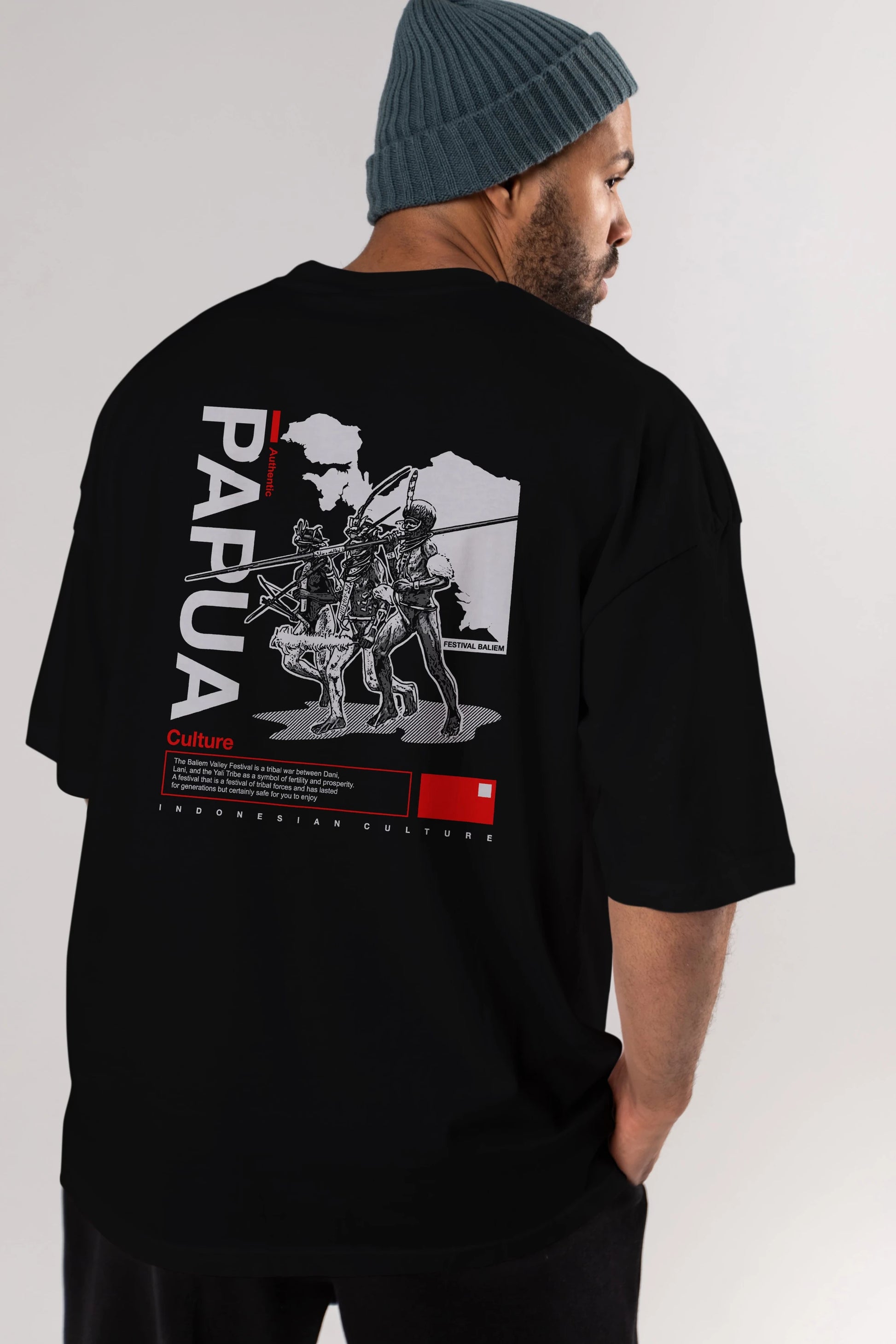 Papua Culture Arka Baskılı Oversize t-shirt Erkek Kadın Unisex