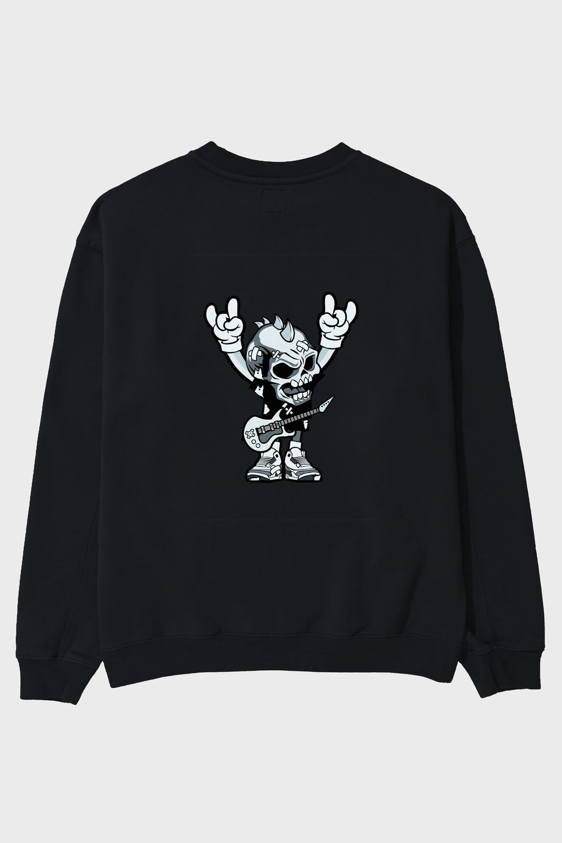Punk Rock Skull Arka Baskılı Oversize Sweatshirt Erkek Kadın Unisex
