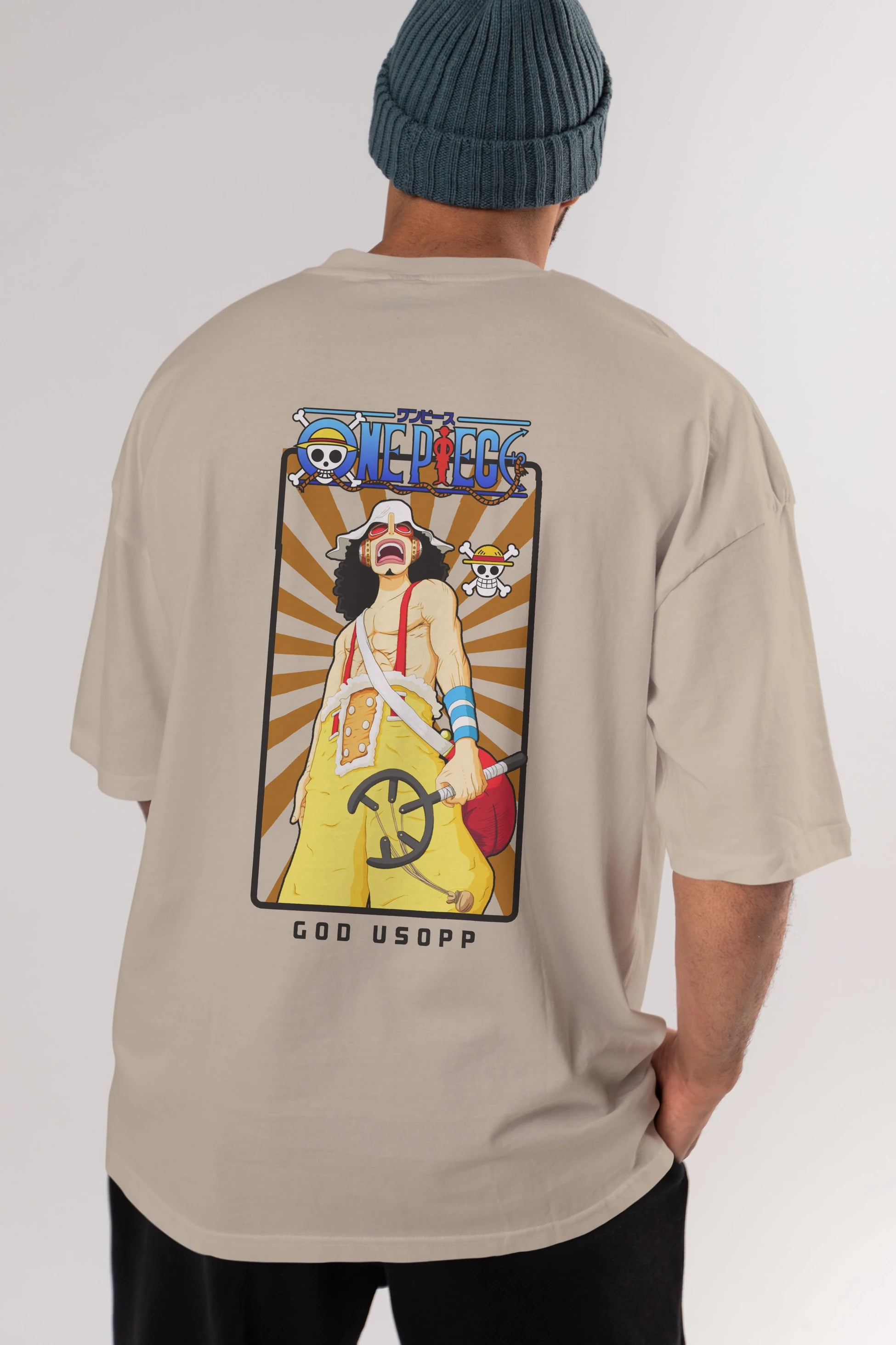 Usopp Anime Arka Baskılı Oversize t-shirt Erkek Kadın Unisex %100 pamuk tişort