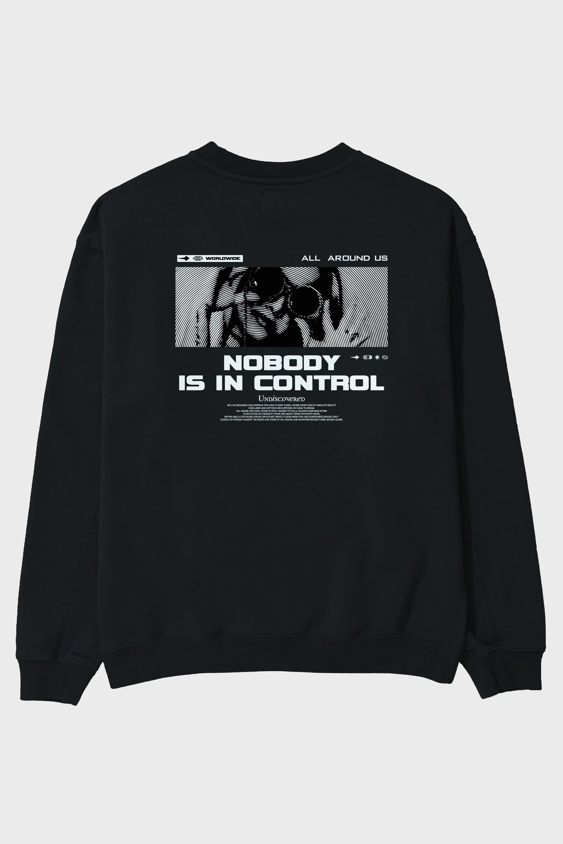 Nobody is in Control Arka Baskılı Oversize Sweatshirt Erkek Kadın Unisex
